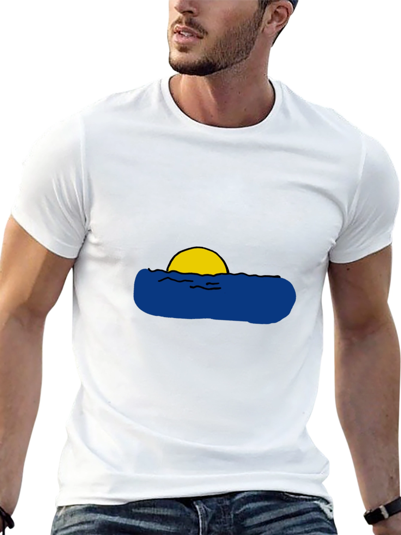 Sunset Waves Graphic Black T-Shirt