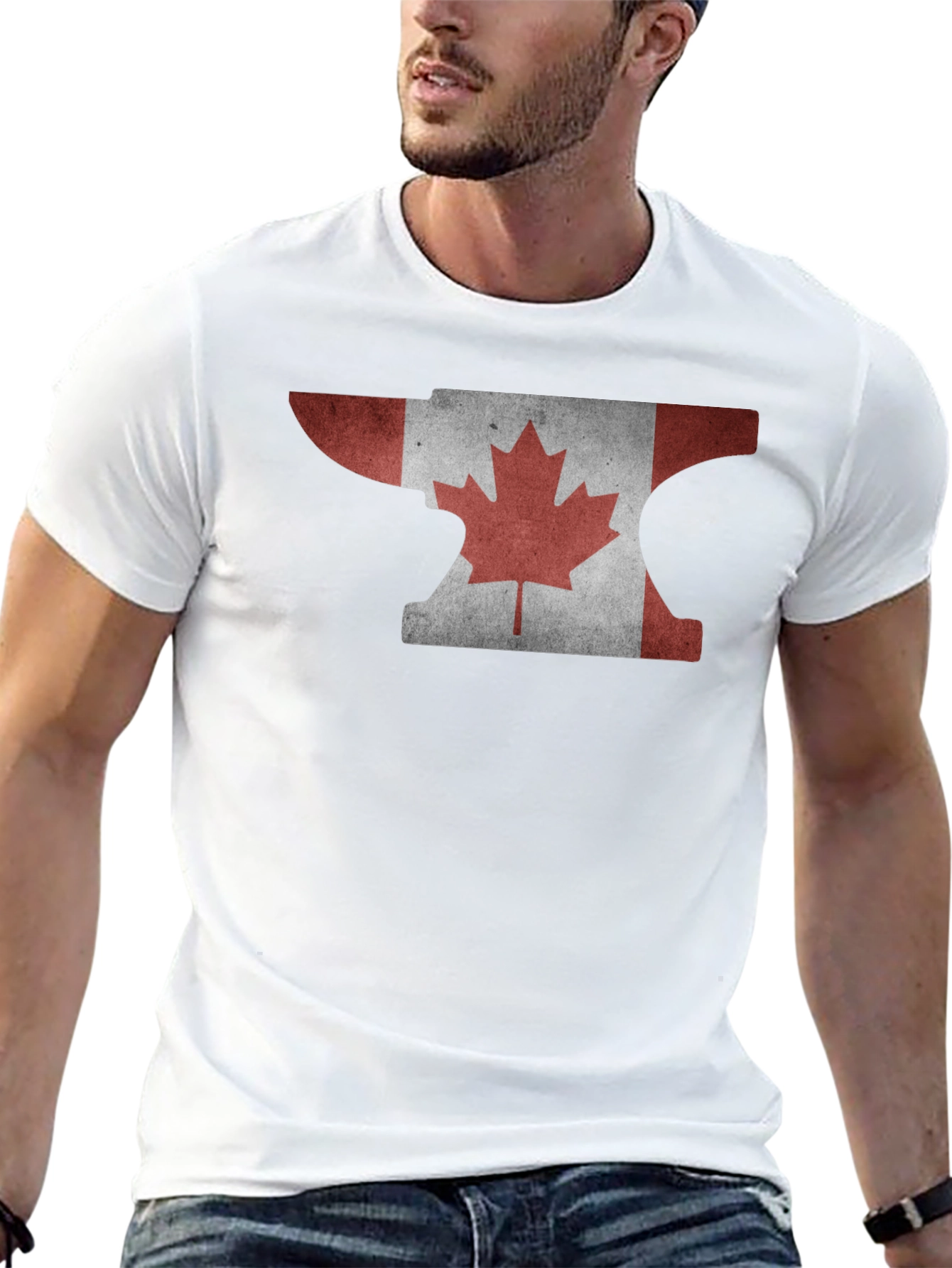 Canadian Flag Anvil Graphic T-Shirt - Black