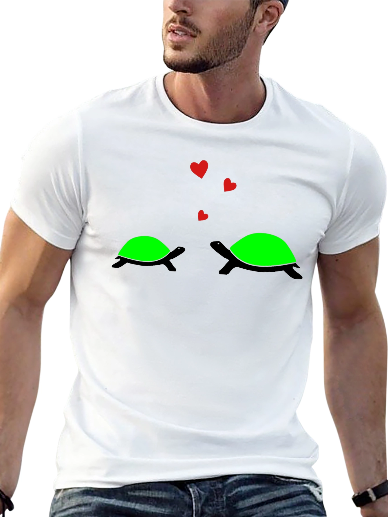 Cute Turtle Love Black T-Shirt