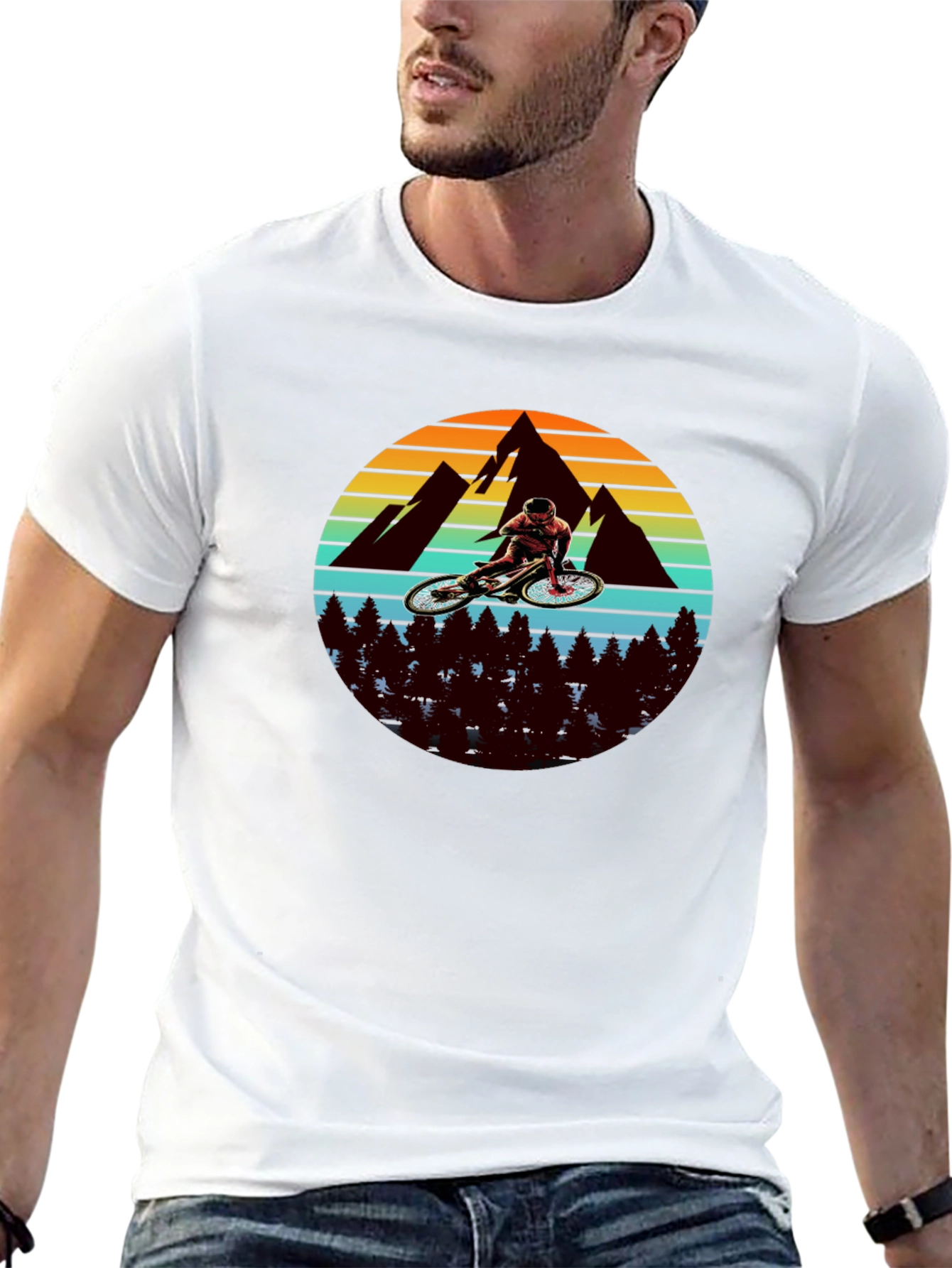 Mountain Biker Graphic Tee - Black Cotton T-Shirt