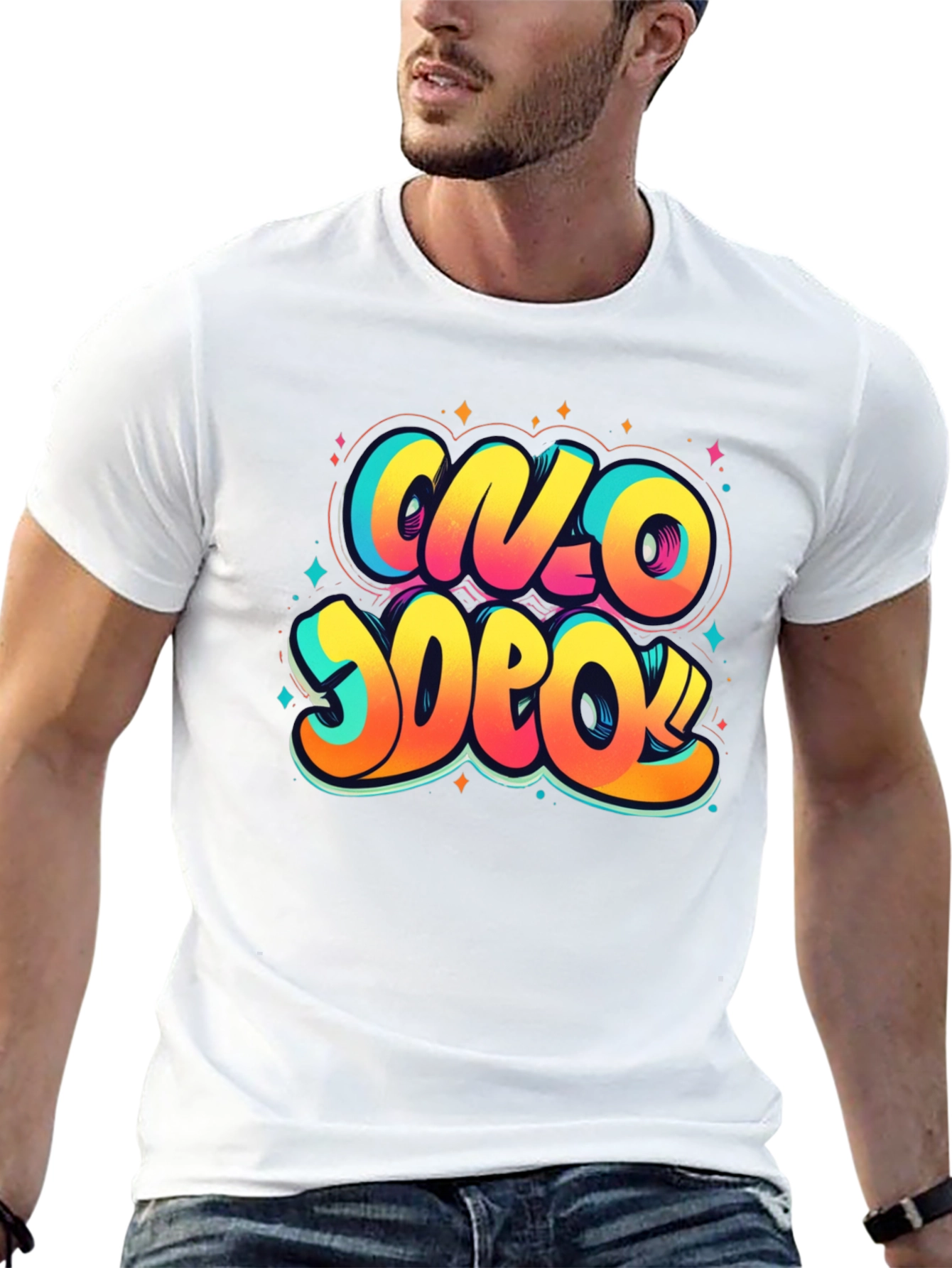 Vibrant Graphic Print Crew Neck T-Shirt