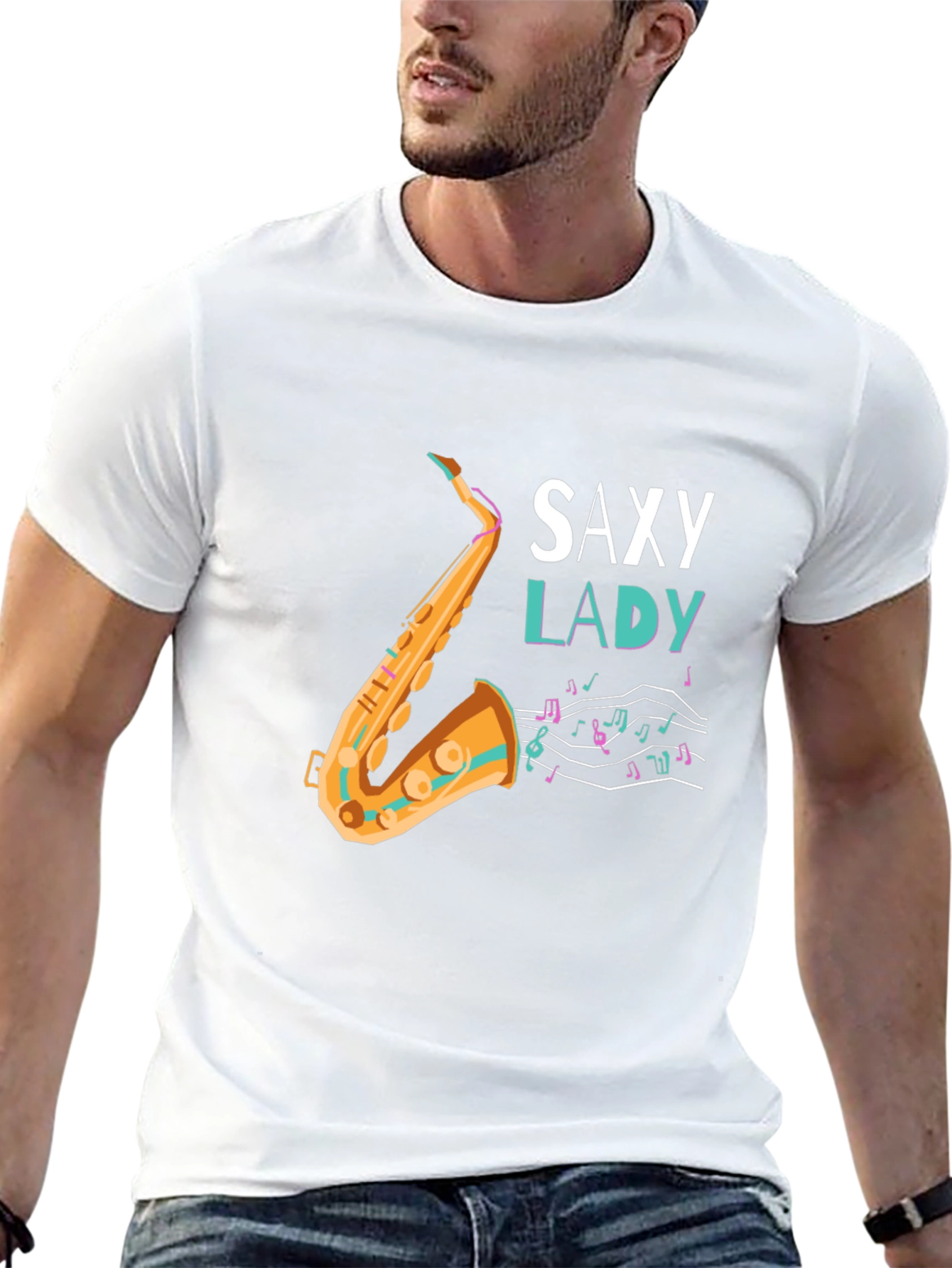 Saxy Lady Graphic Tee - Music Lovers T-Shirt