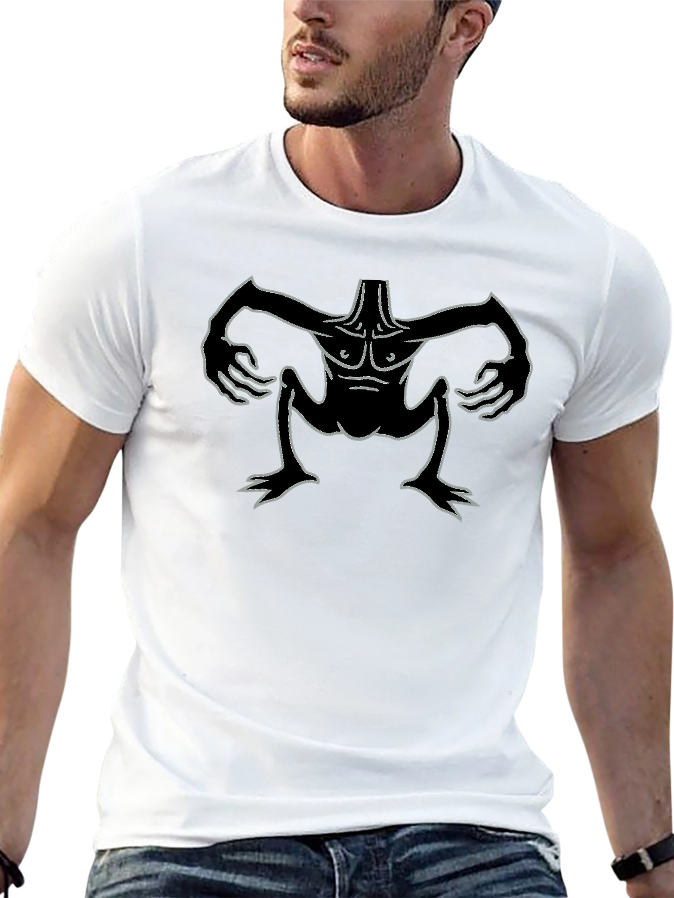 Mens Black T-Shirt with a Monster Design