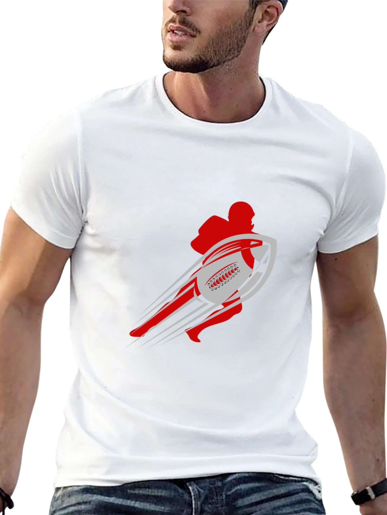 Football Player Graphic T-Shirt - Black