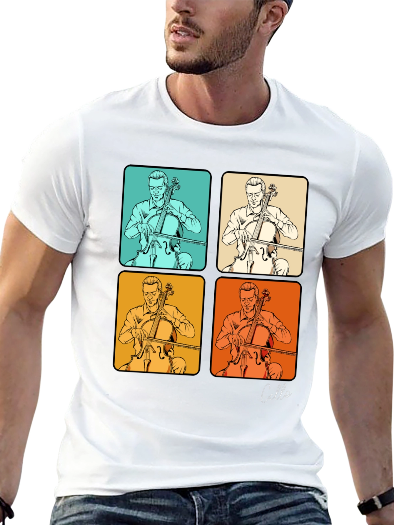 Cello Player T-Shirt - Retro Pop Art Design
