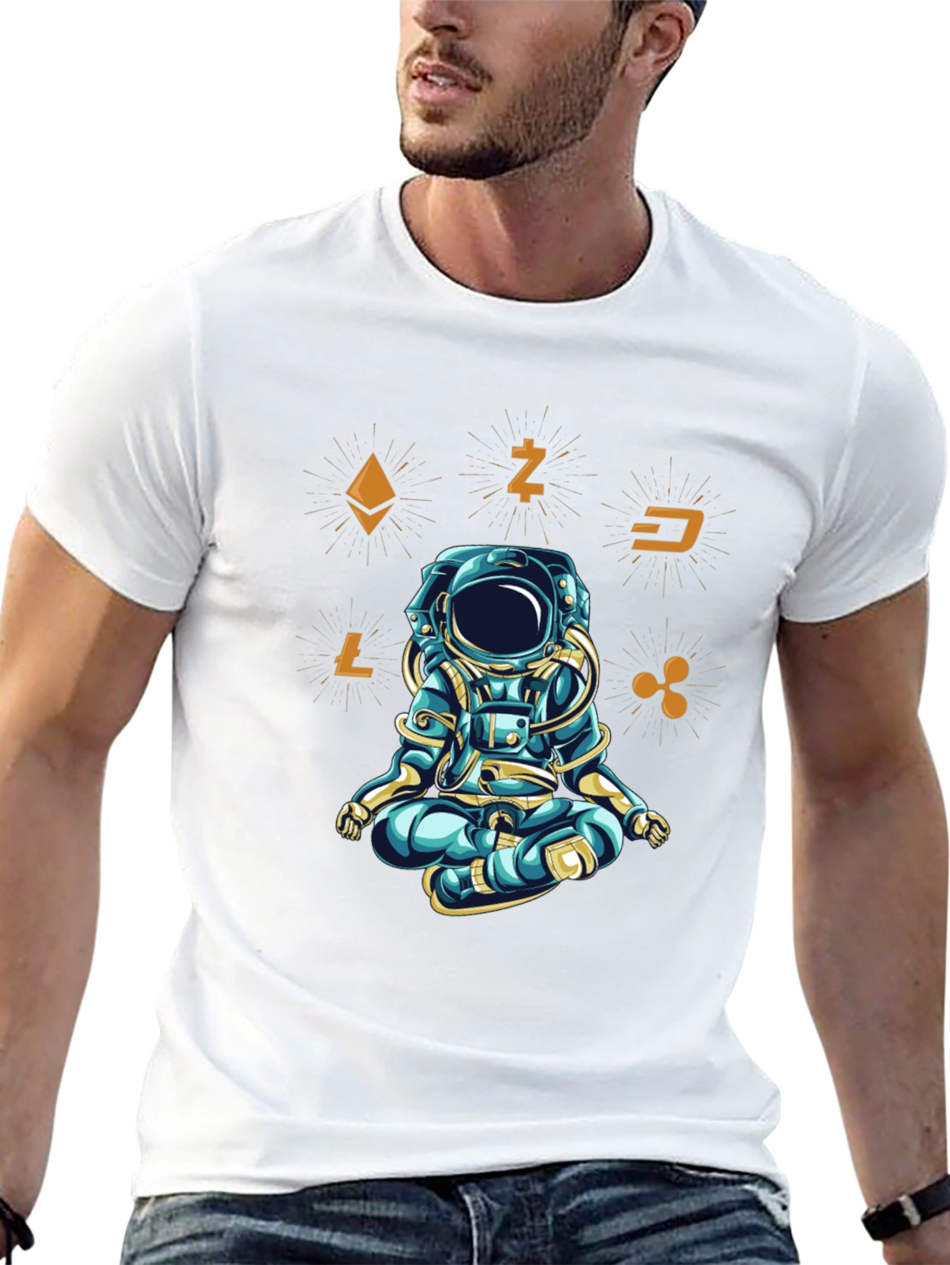 Crypto Astronaut T-Shirt - Meditating in Space