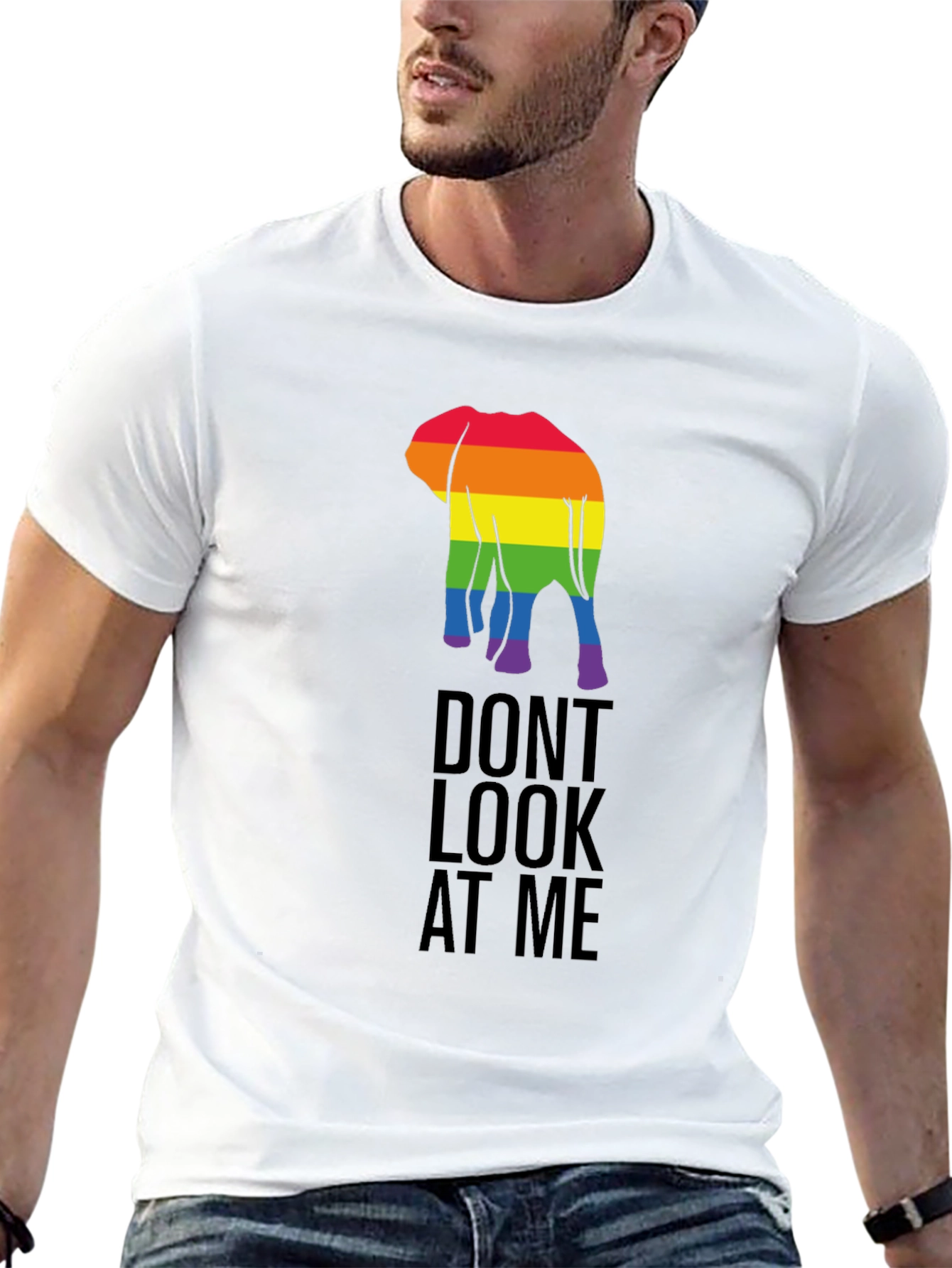 LGBT Elephant Graphic Tee - Dont Look At Me