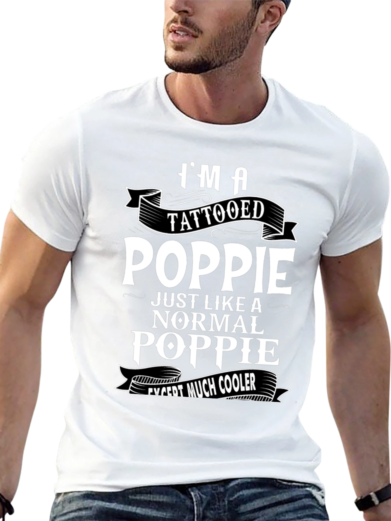 Tattooed Poppie T-Shirt - Cool Grandfather Gift