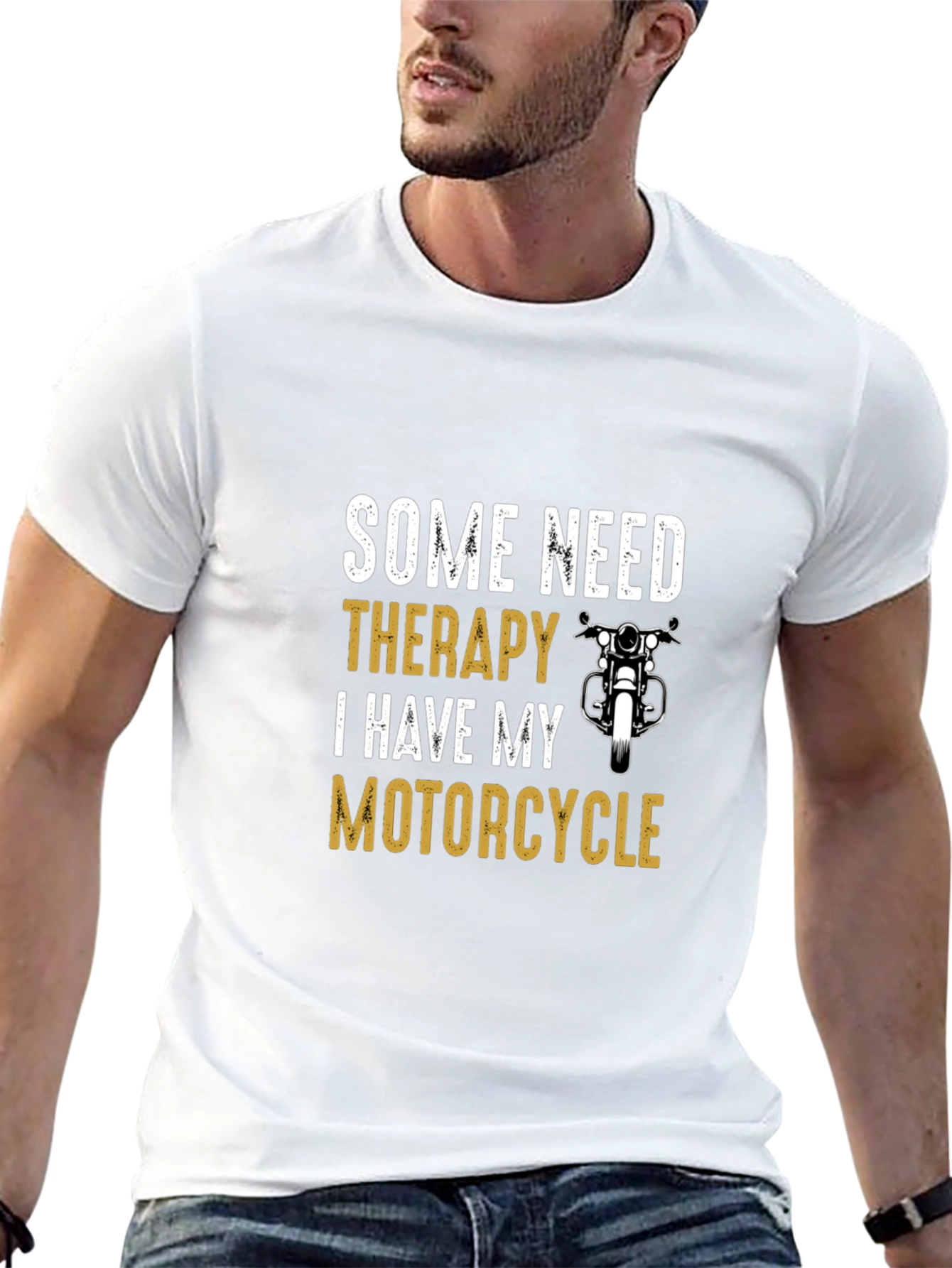 Motorcycle Therapy Graphic T-Shirt - Black Cotton Tee