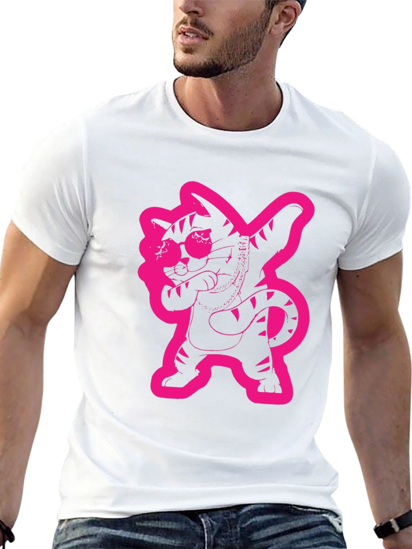 Dabbing Cat Graphic Tee - Cool Black T-Shirt