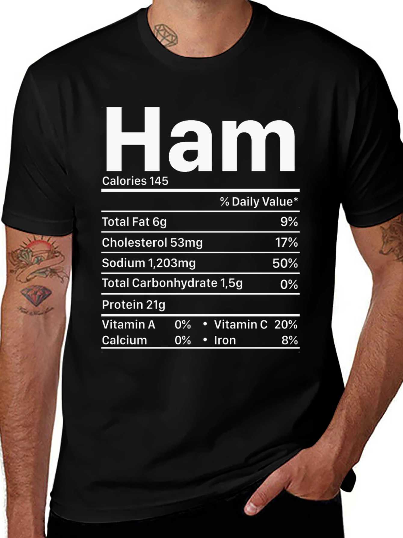 Ham Nutrition Facts T-Shirt Funny Foodie Tee