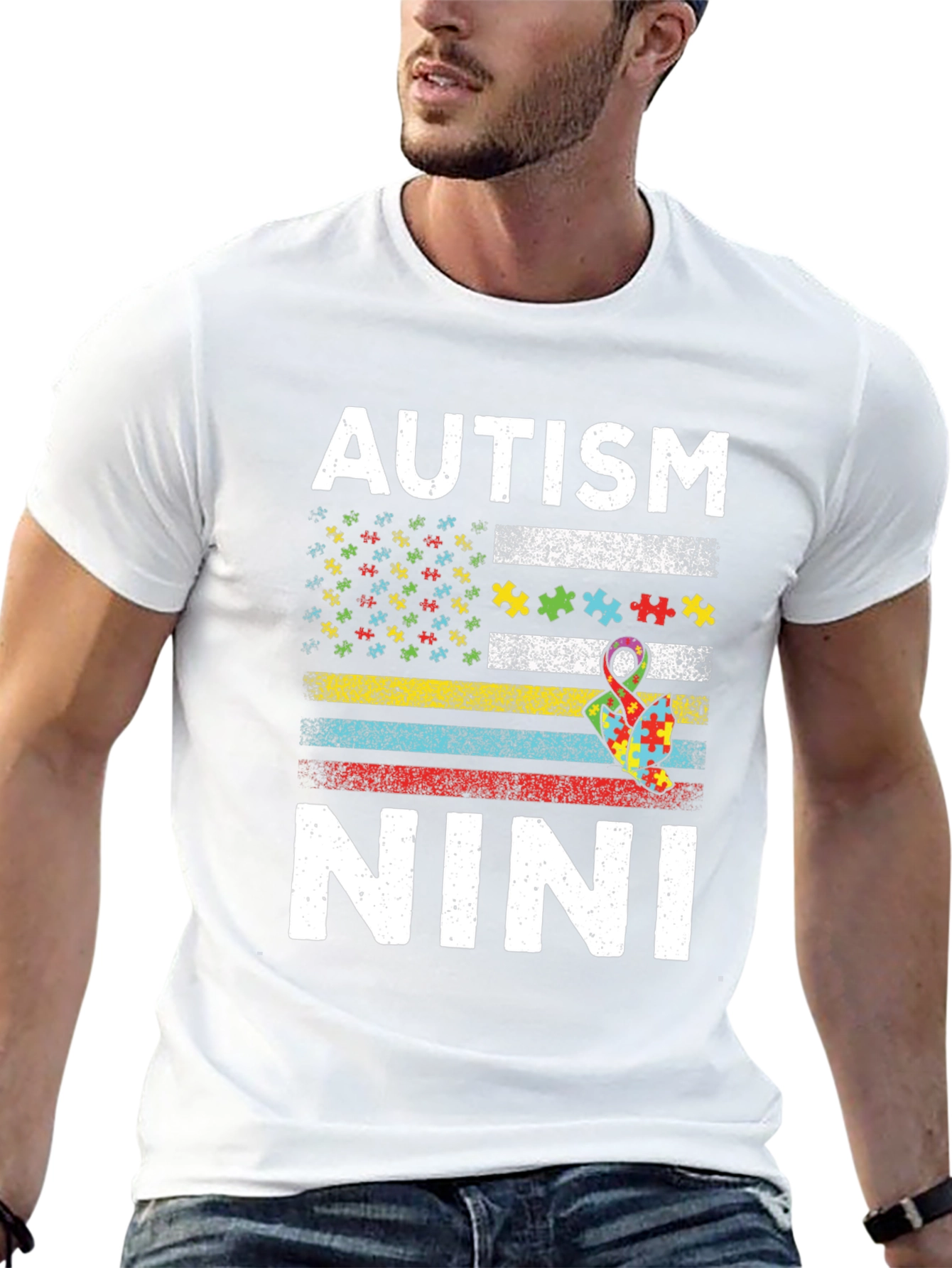 Autism Nini Puzzle Flag T-Shirt
