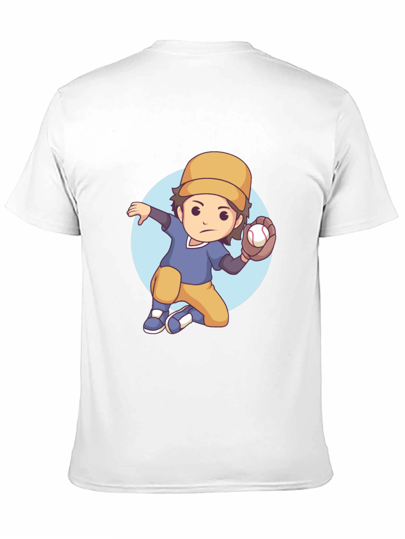Cartoon Baseball Player Graphic T-Shirt