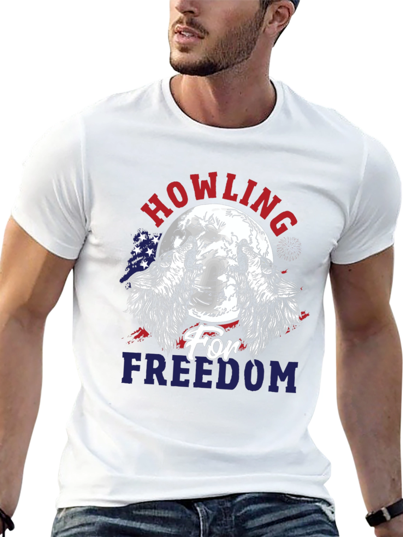 Howling for Freedom Patriotic Graphic T-Shirt
