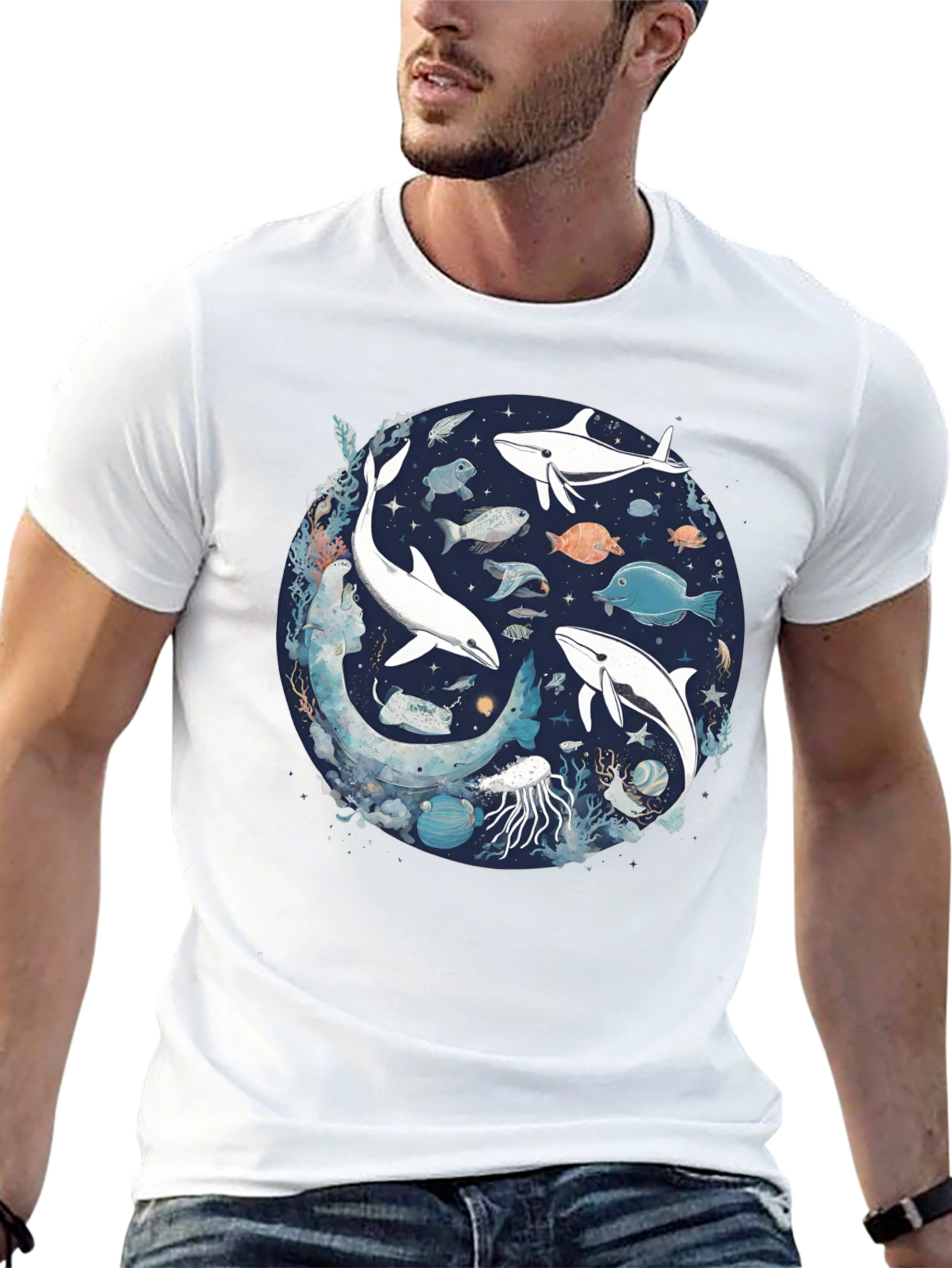 Ocean Life Graphic Tee - Unisex Black T-Shirt