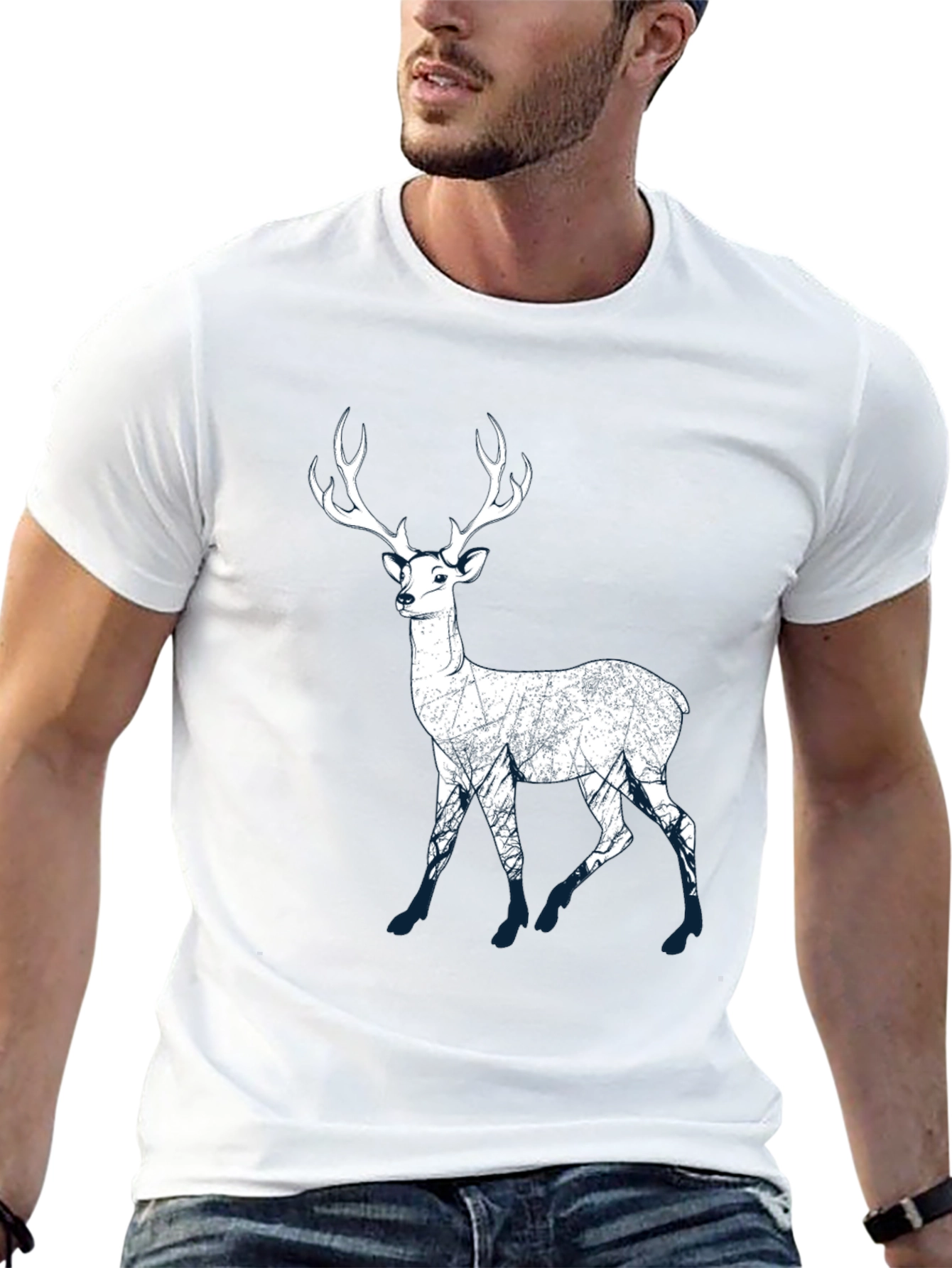 Deer Silhouette Graphic Tee - Nature Lovers T-Shirt