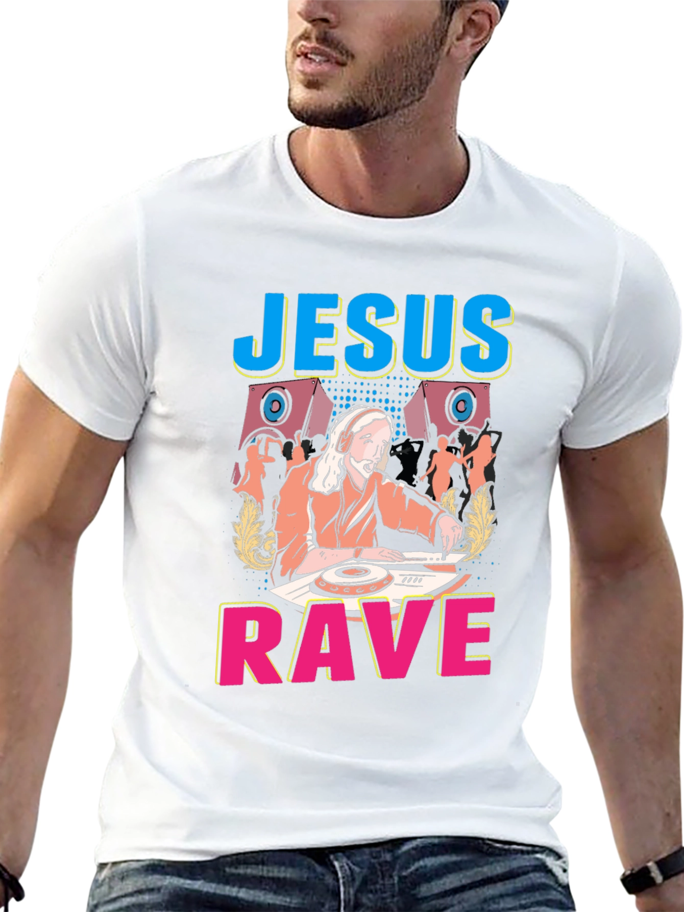 Jesus Rave Graphic T-Shirt - Black Cotton Tee