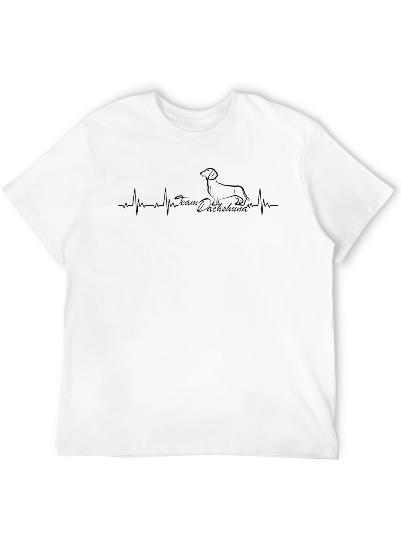 Dachshund Heartbeat Graphic Tee - Black