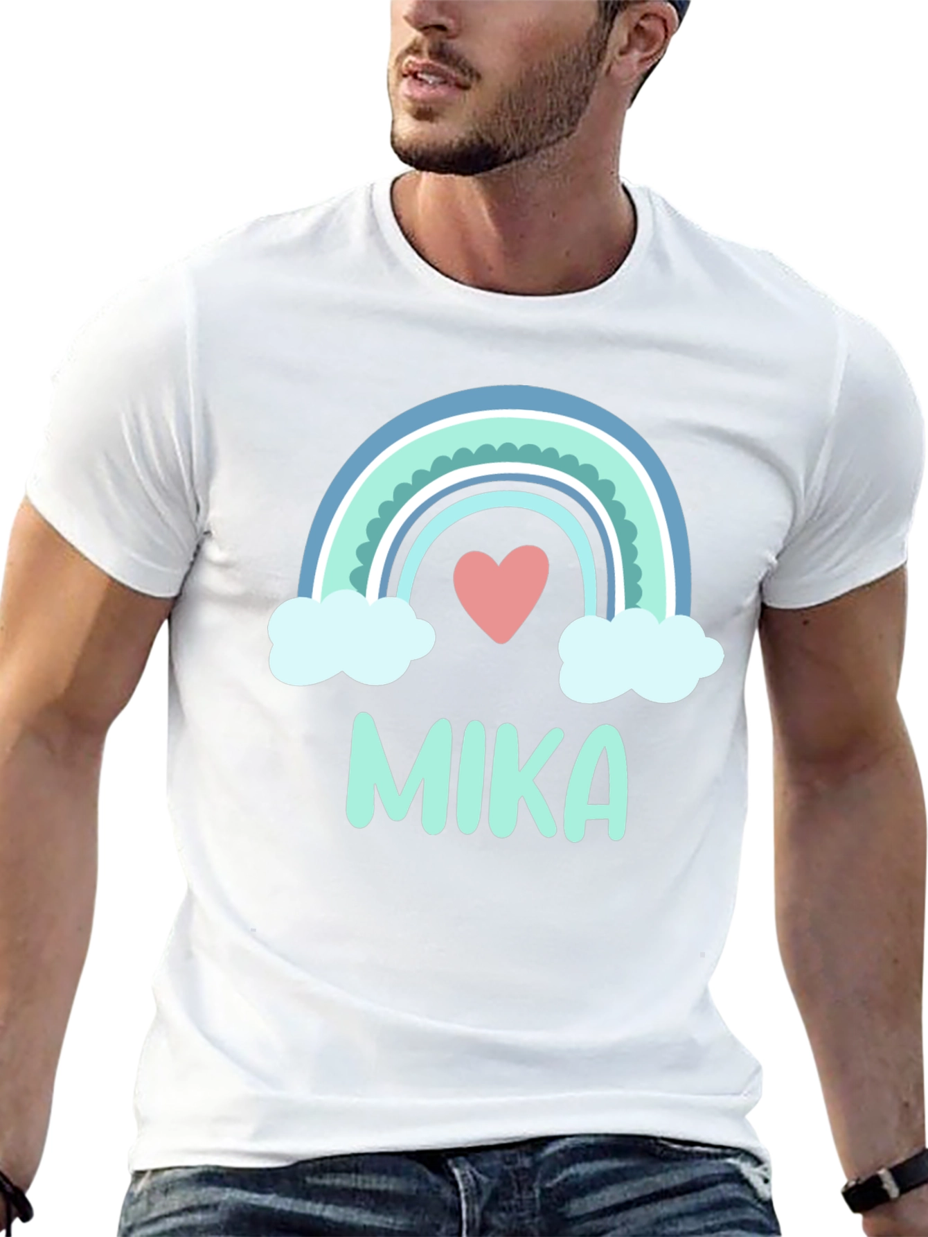 Mika Rainbow Heart Tee - Personalized Black T-Shirt