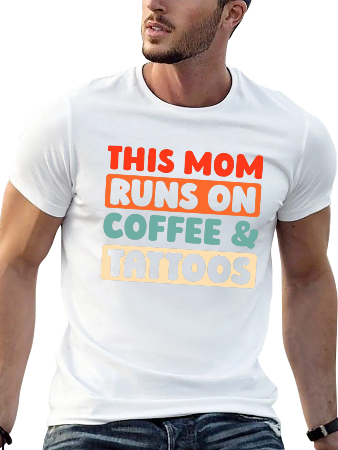 Funny Mom Runs on Coffee & Tattoos Graphic T-Shirt