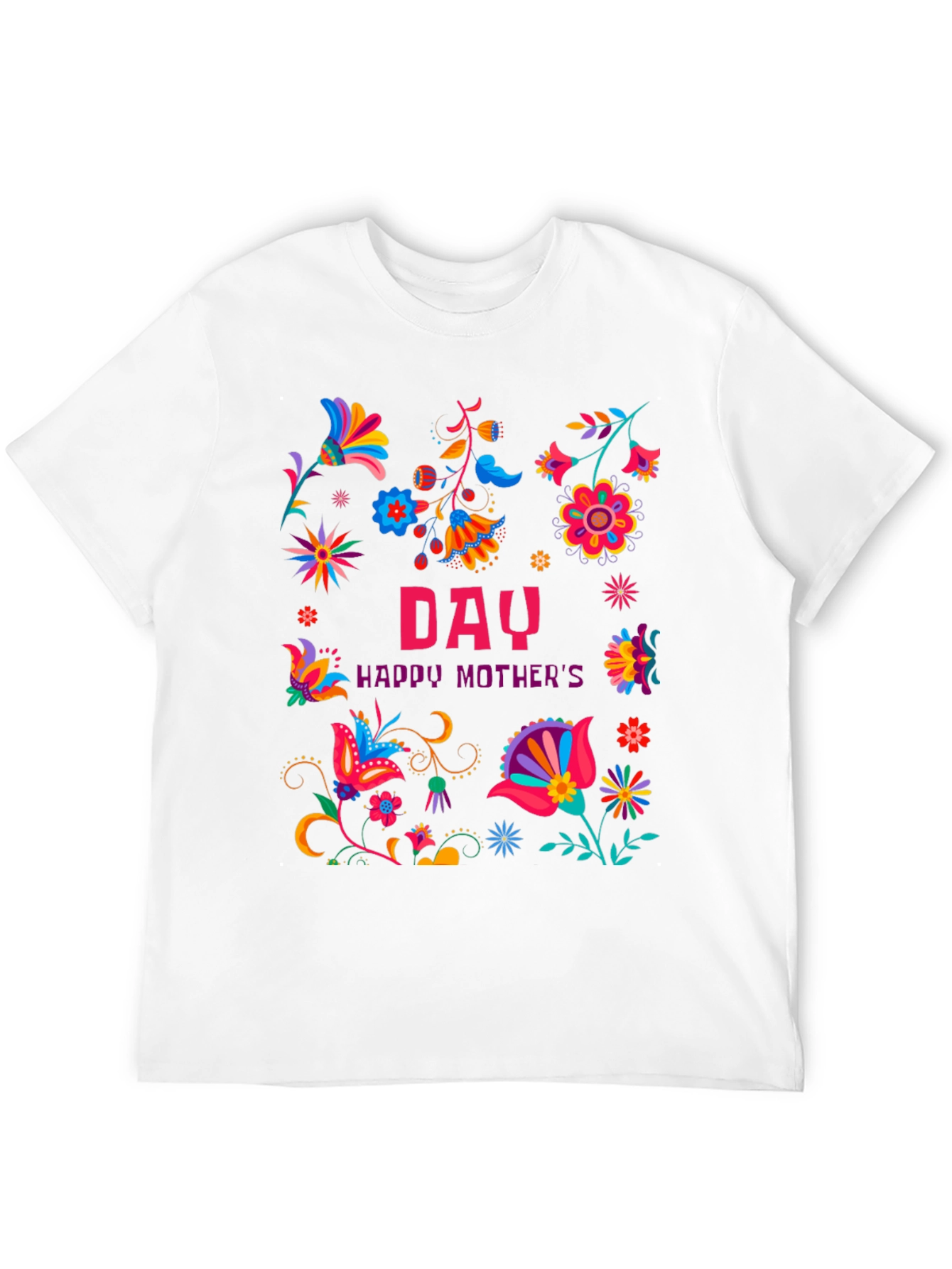 Floral Happy Mothers Day Black T-Shirt
