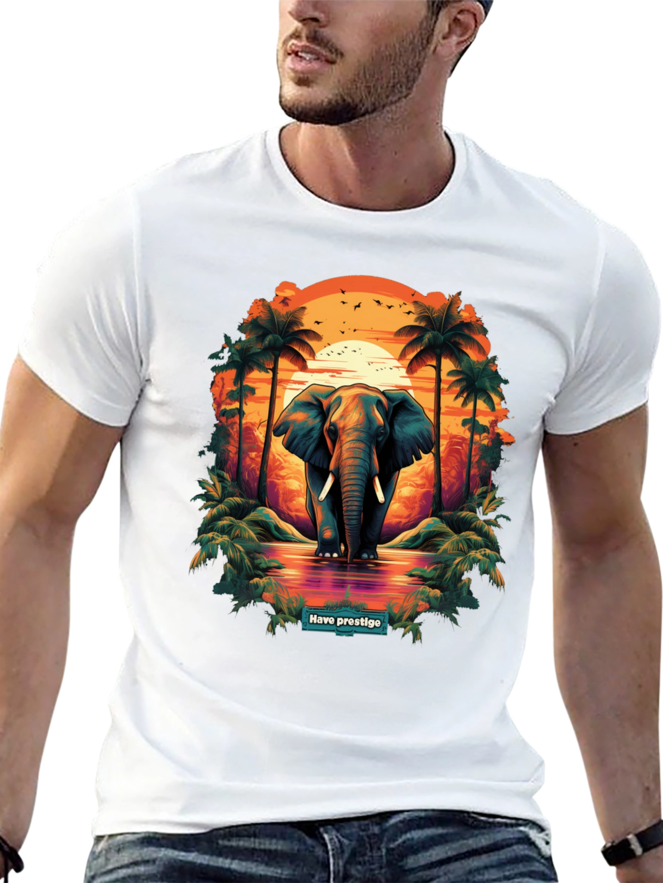 Elephant Sunset Graphic T-Shirt - Prestige Collection
