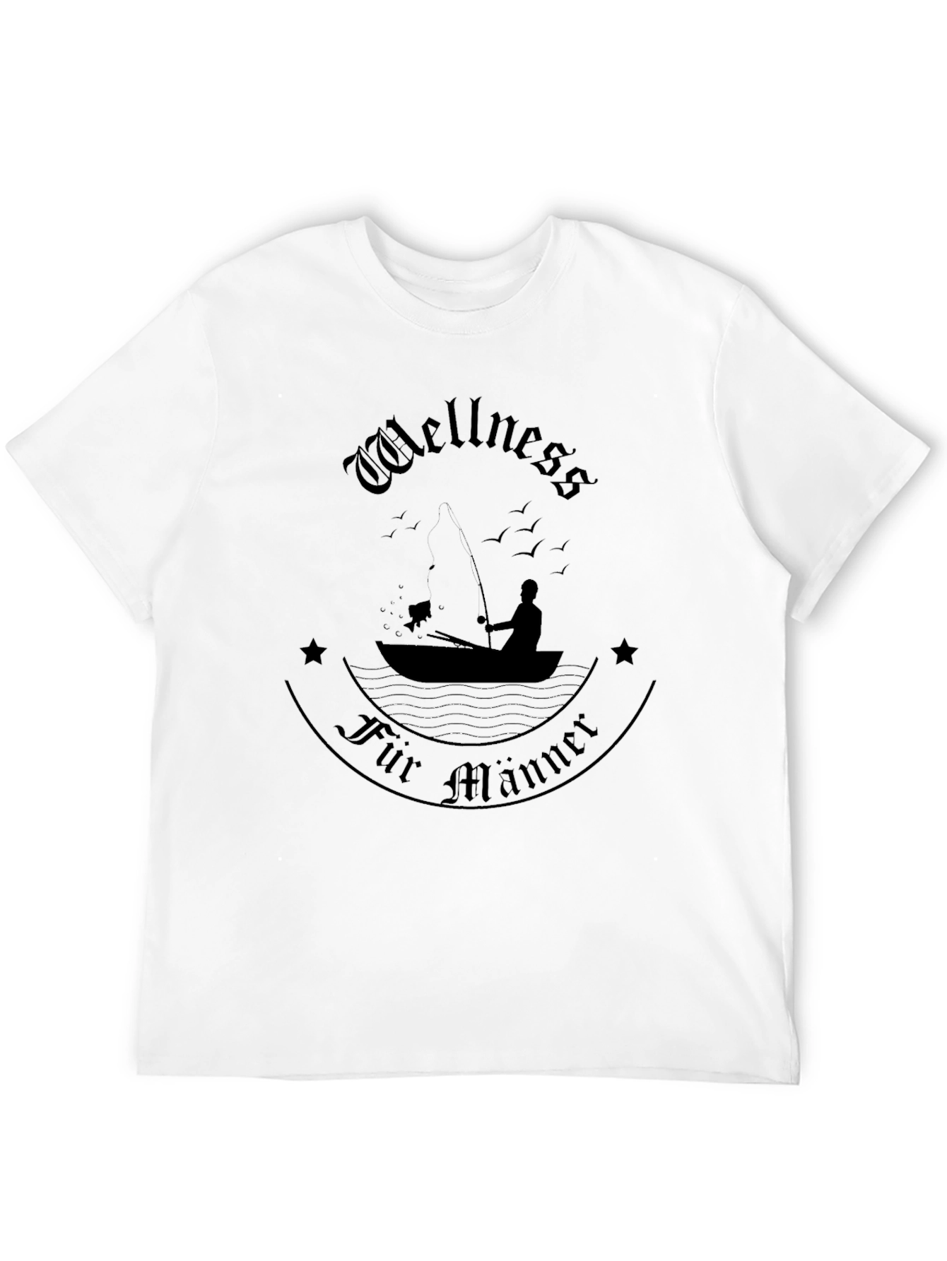 Wellness Fur Manner Black T-Shirt - Fishing Design