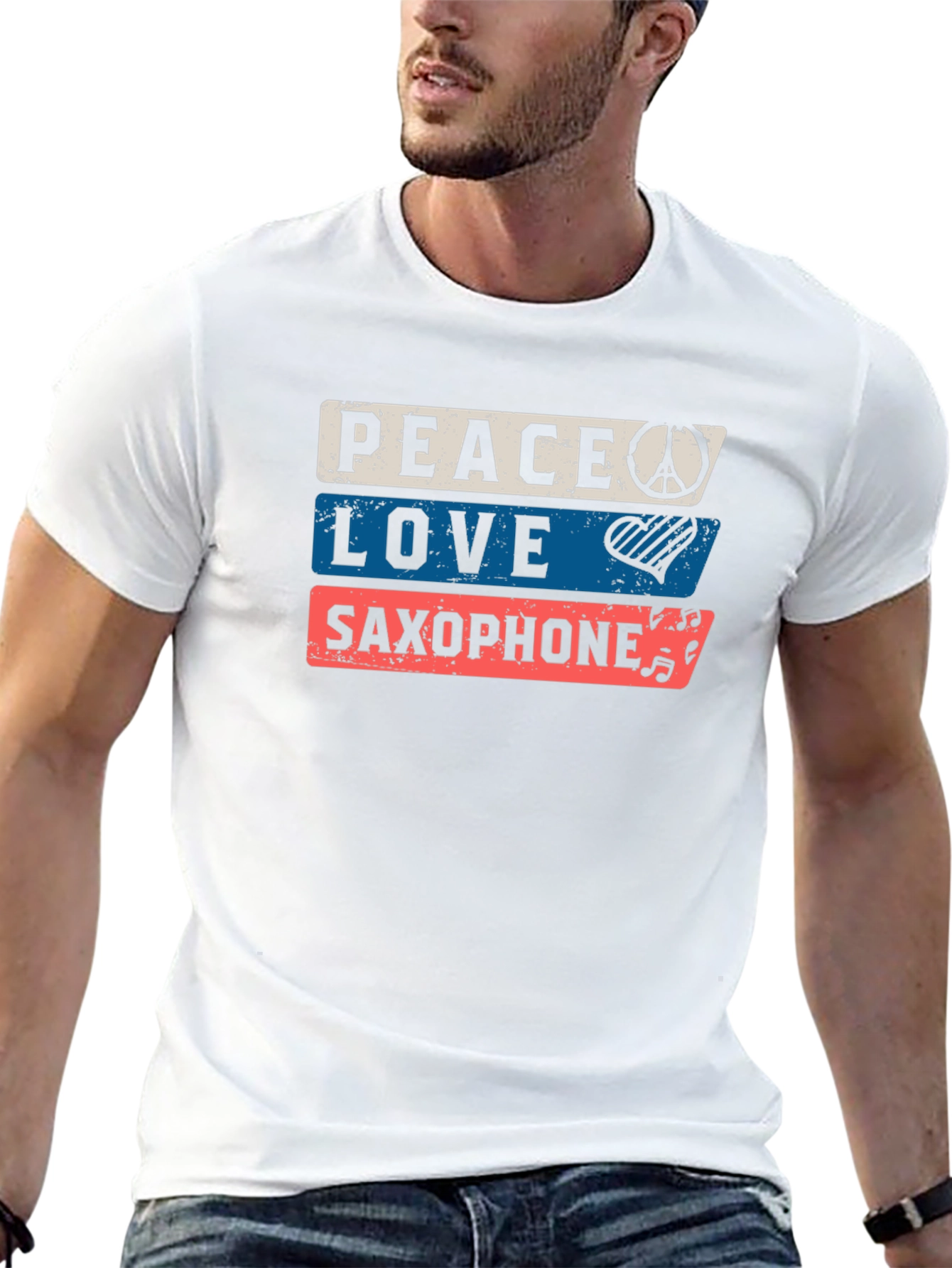 Peace Love Saxophone Graphic Tee