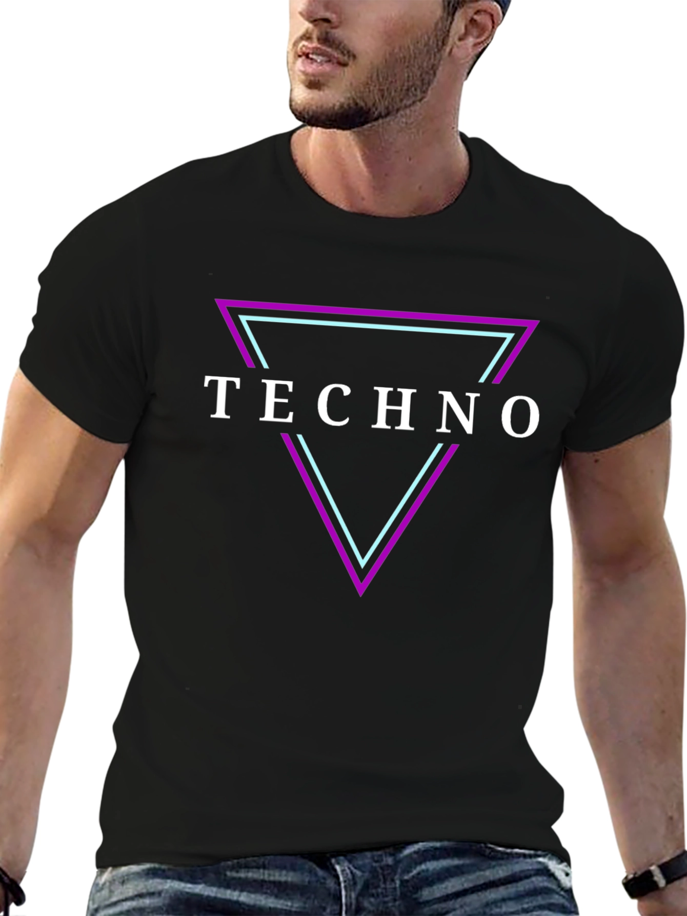 Techno Triangle Graphic Tee - Modern Club Wear