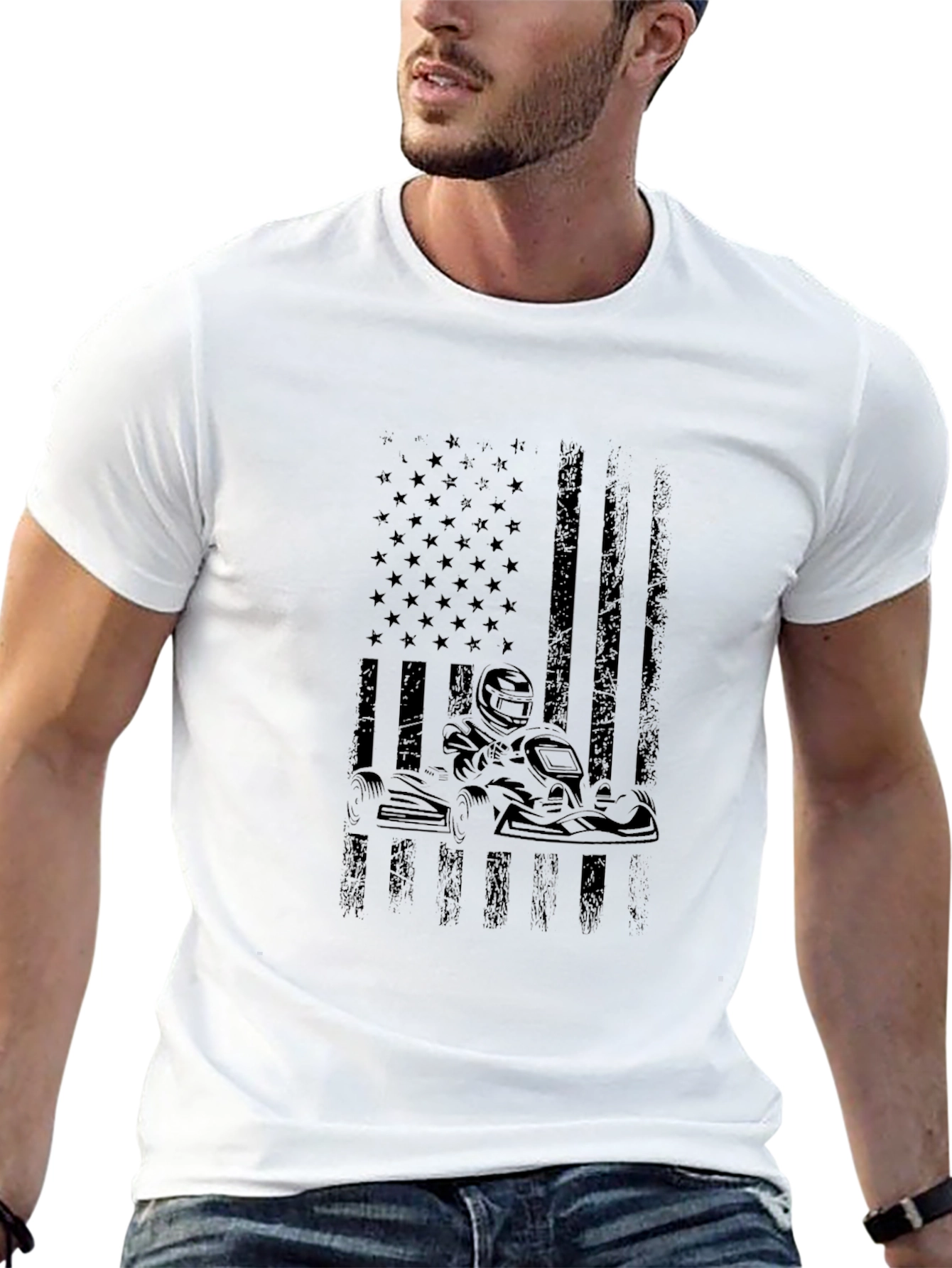 Go Kart American Flag T-Shirt
