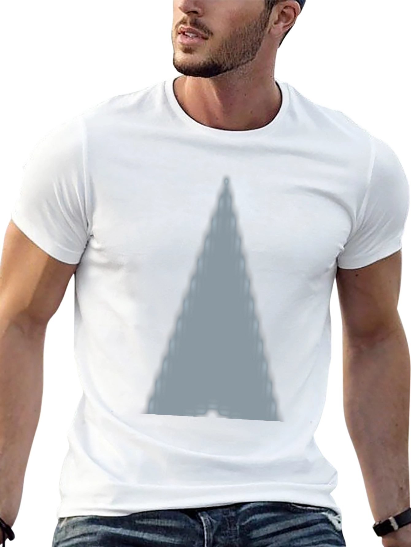 Mens Black T-Shirt with Abstract Triangle Design
