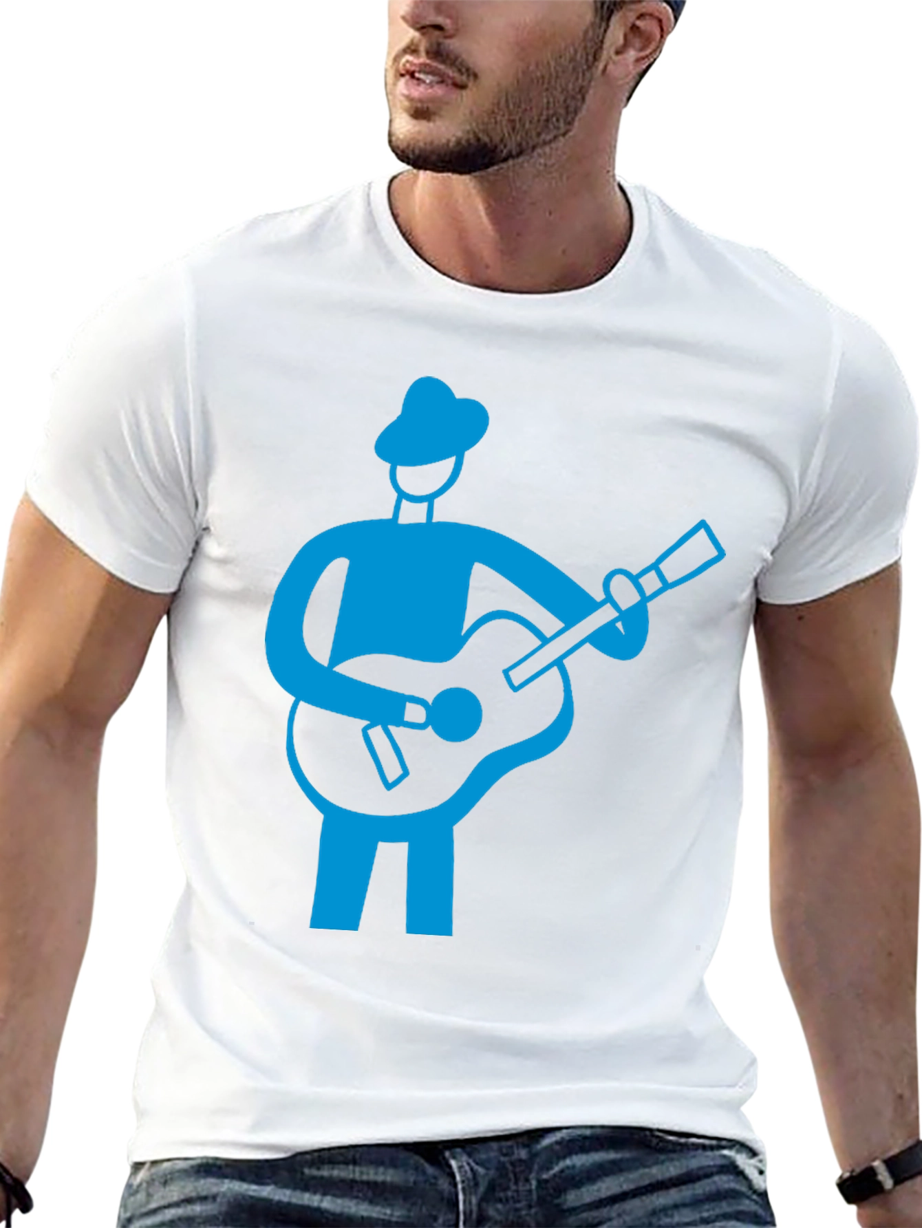 Guitar Player Graphic Tee - Black Cotton Shirt
