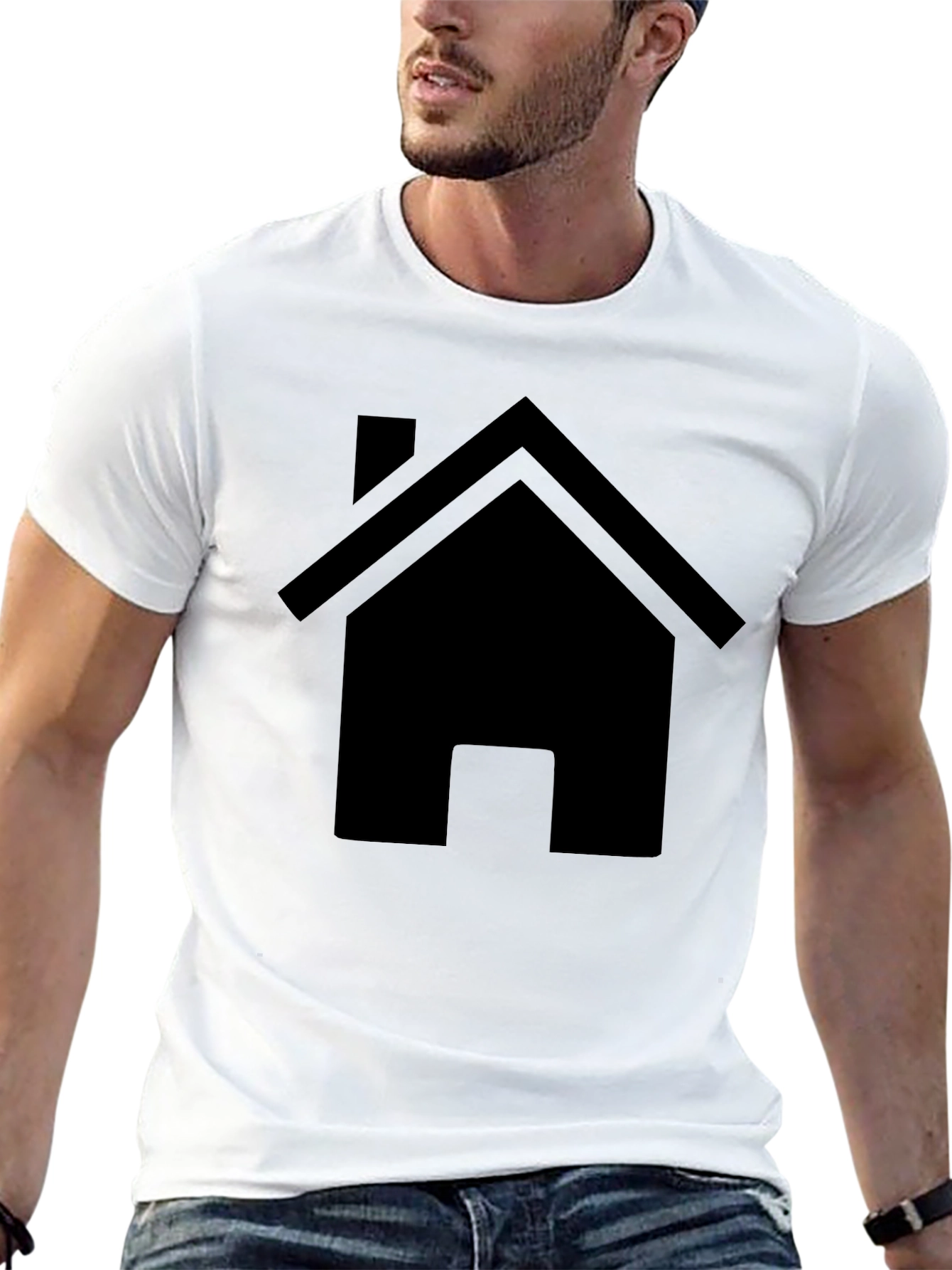 Minimalist House Graphic Tee - Black