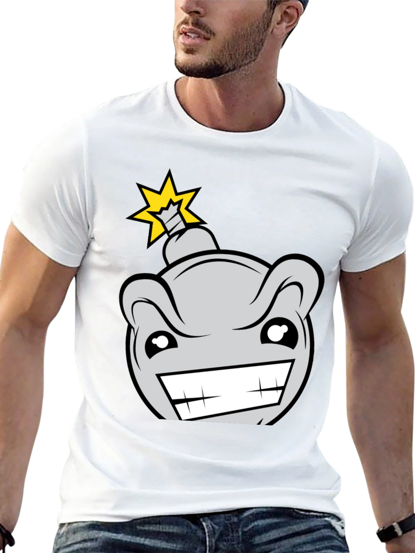 Cartoon Bomb Graphic Tee - Mens Black T-Shirt
