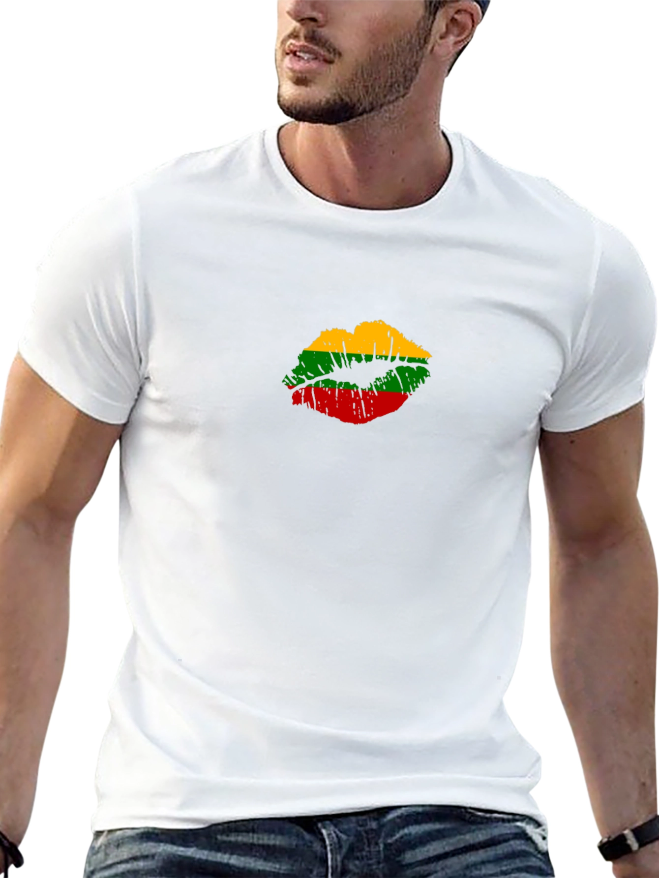 Lithuania Flag Lips T-Shirt - Unisex Cotton Tee