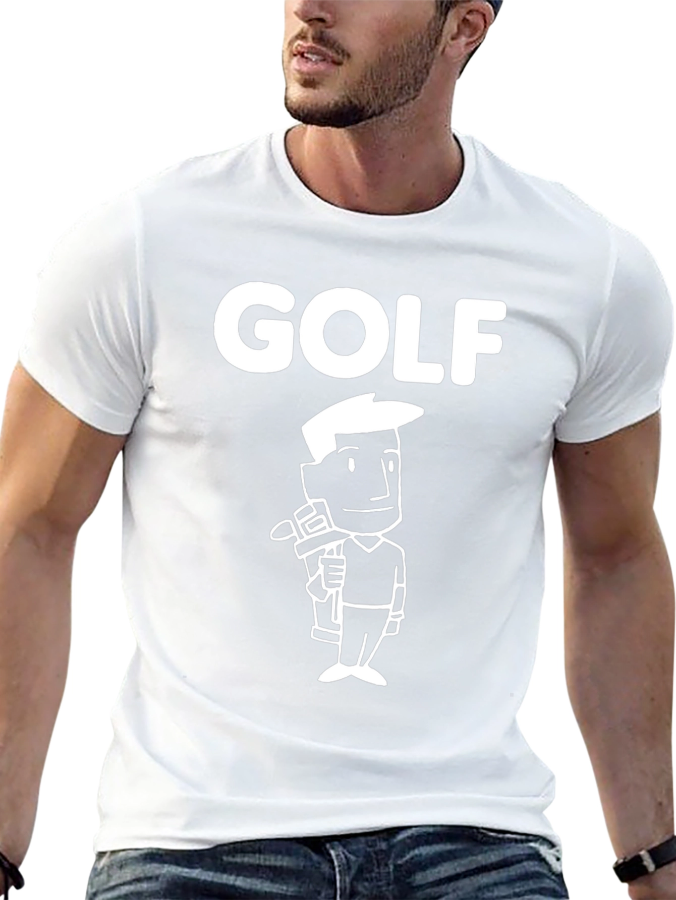 Golf Cartoon Graphic T-Shirt - Black