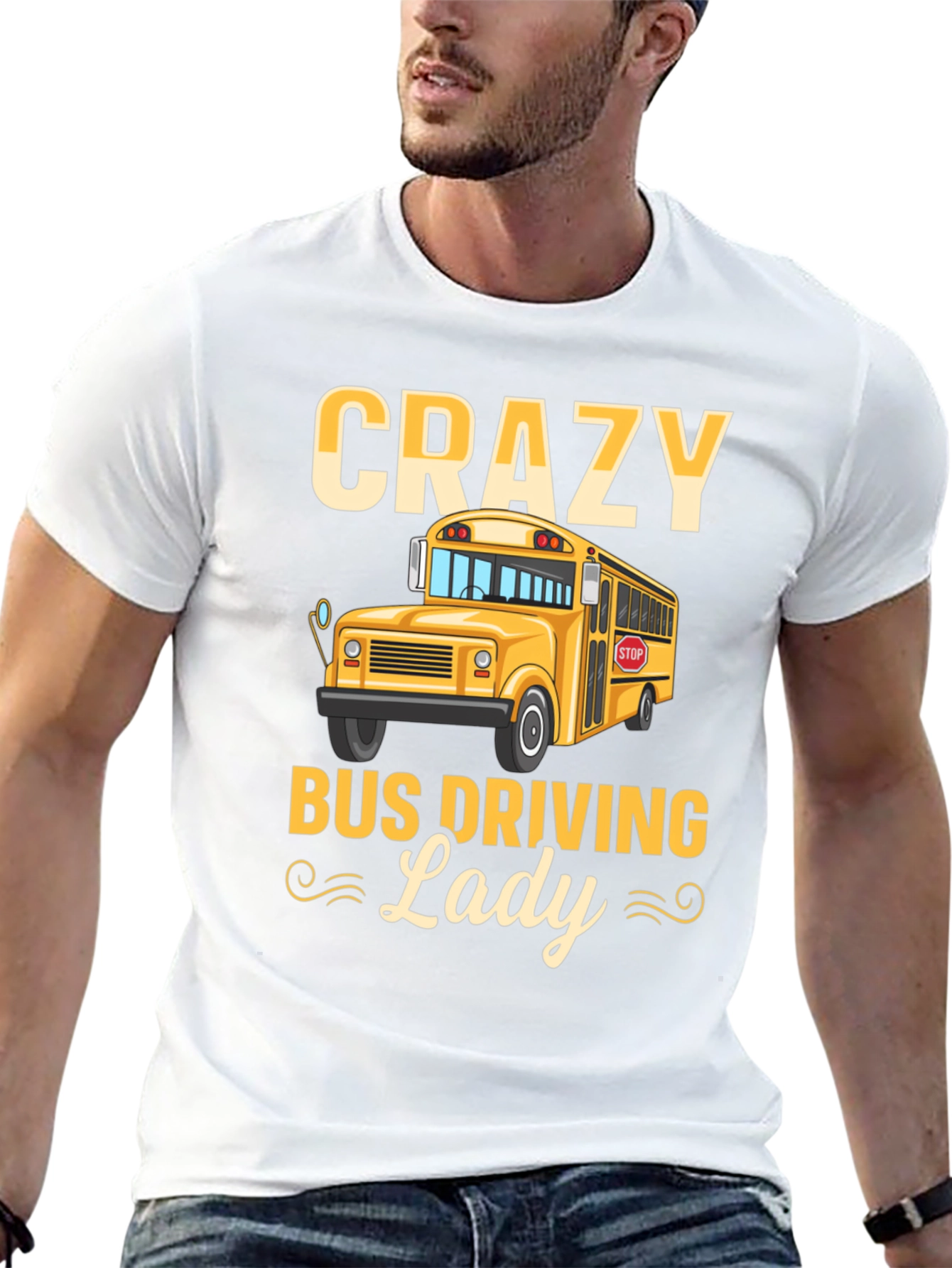 Crazy Bus Driving Lady T-Shirt - Black