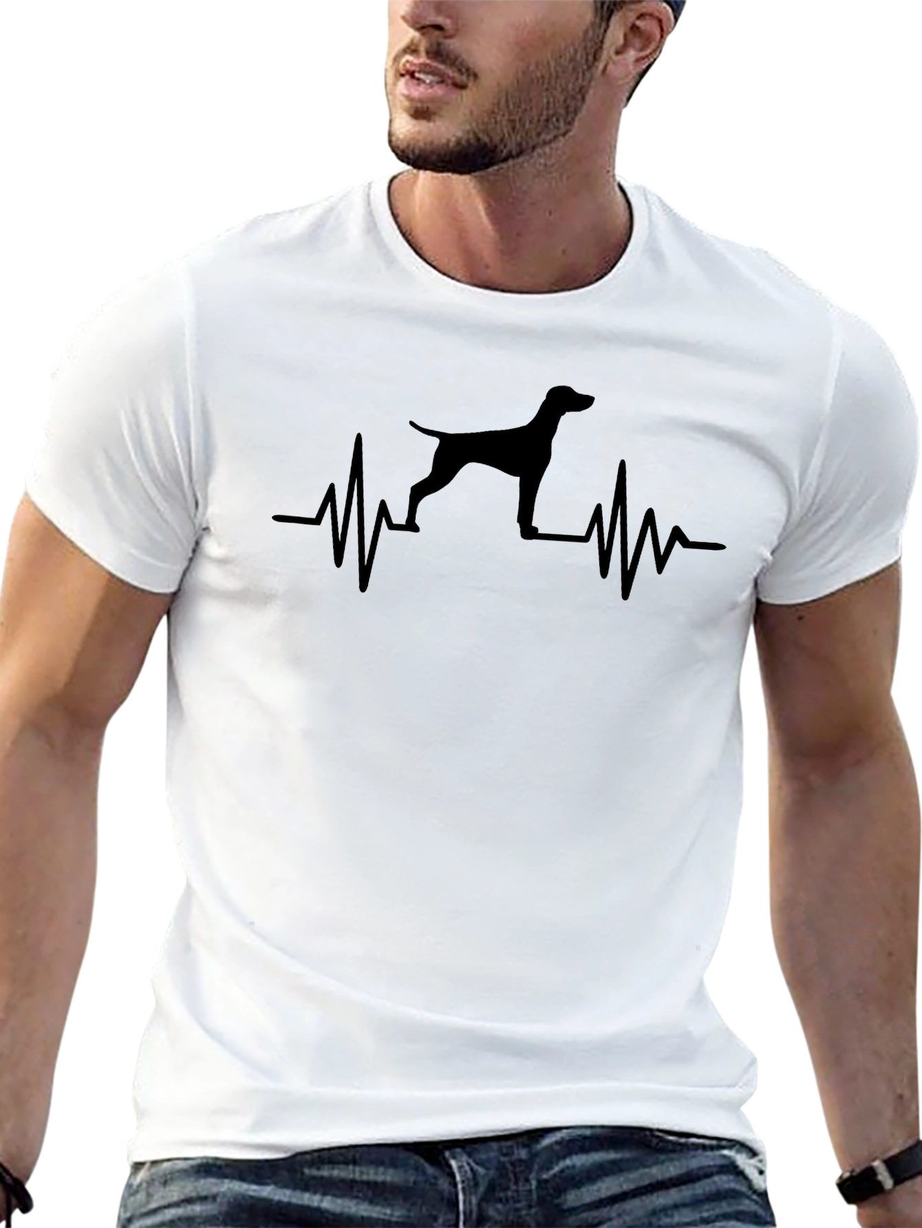 Dog Heartbeat Graphic T-Shirt - Black