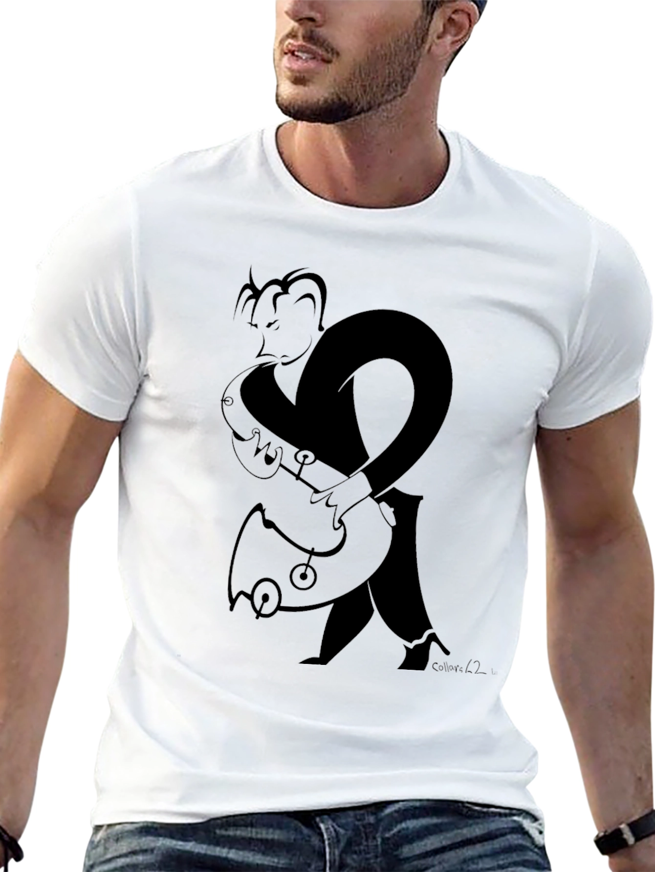 Saxophone Player Graphic Tee - Black