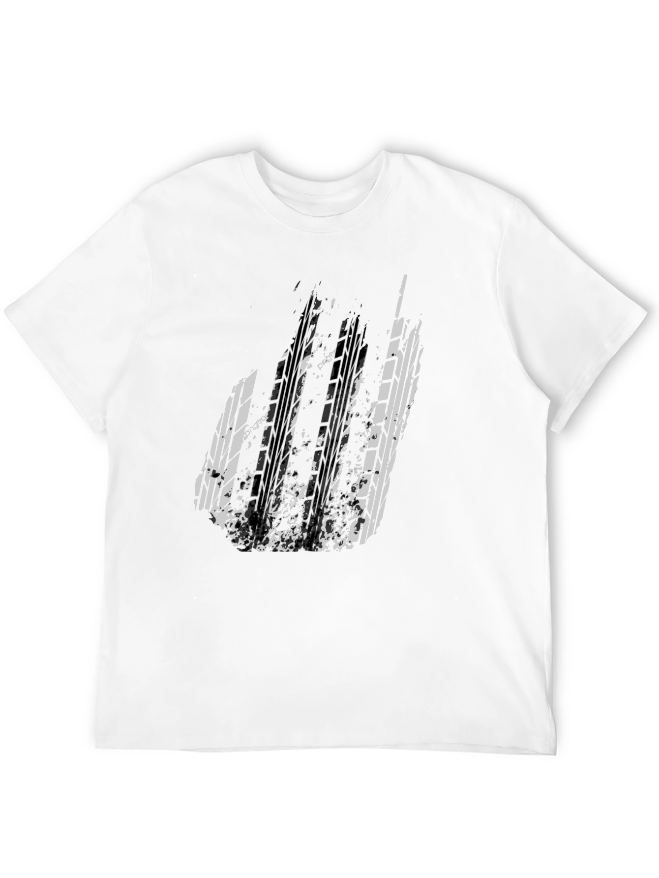 Distressed Tire Track Graphic Tee - Black