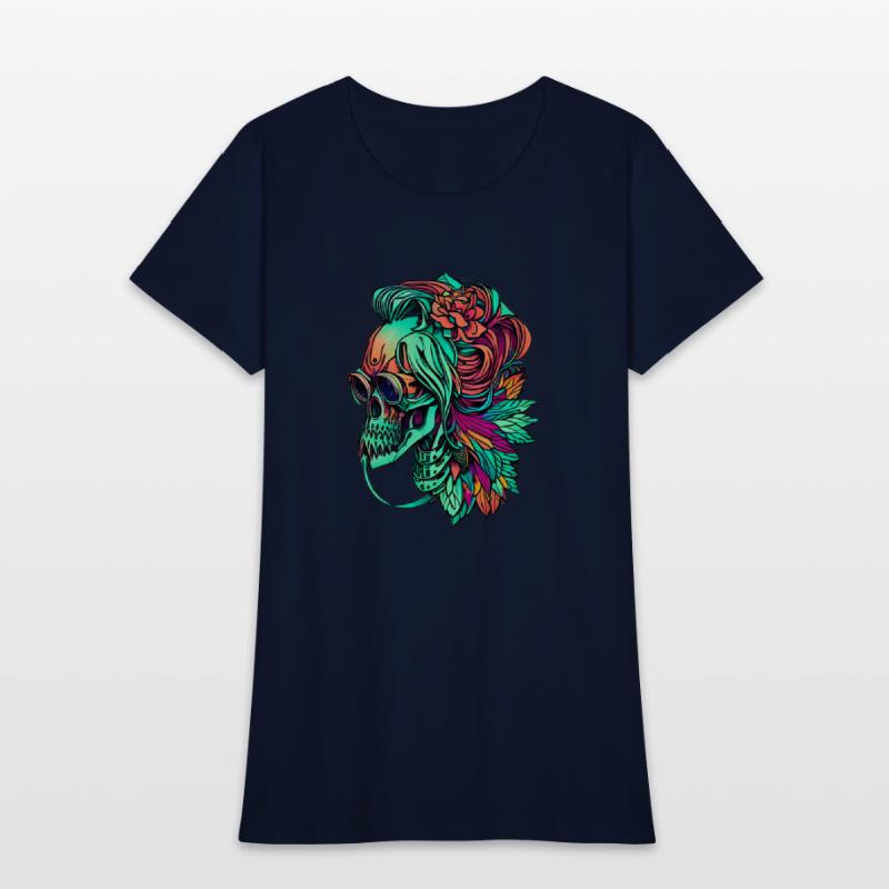 Chic Skull Portrait with Flowing Hair