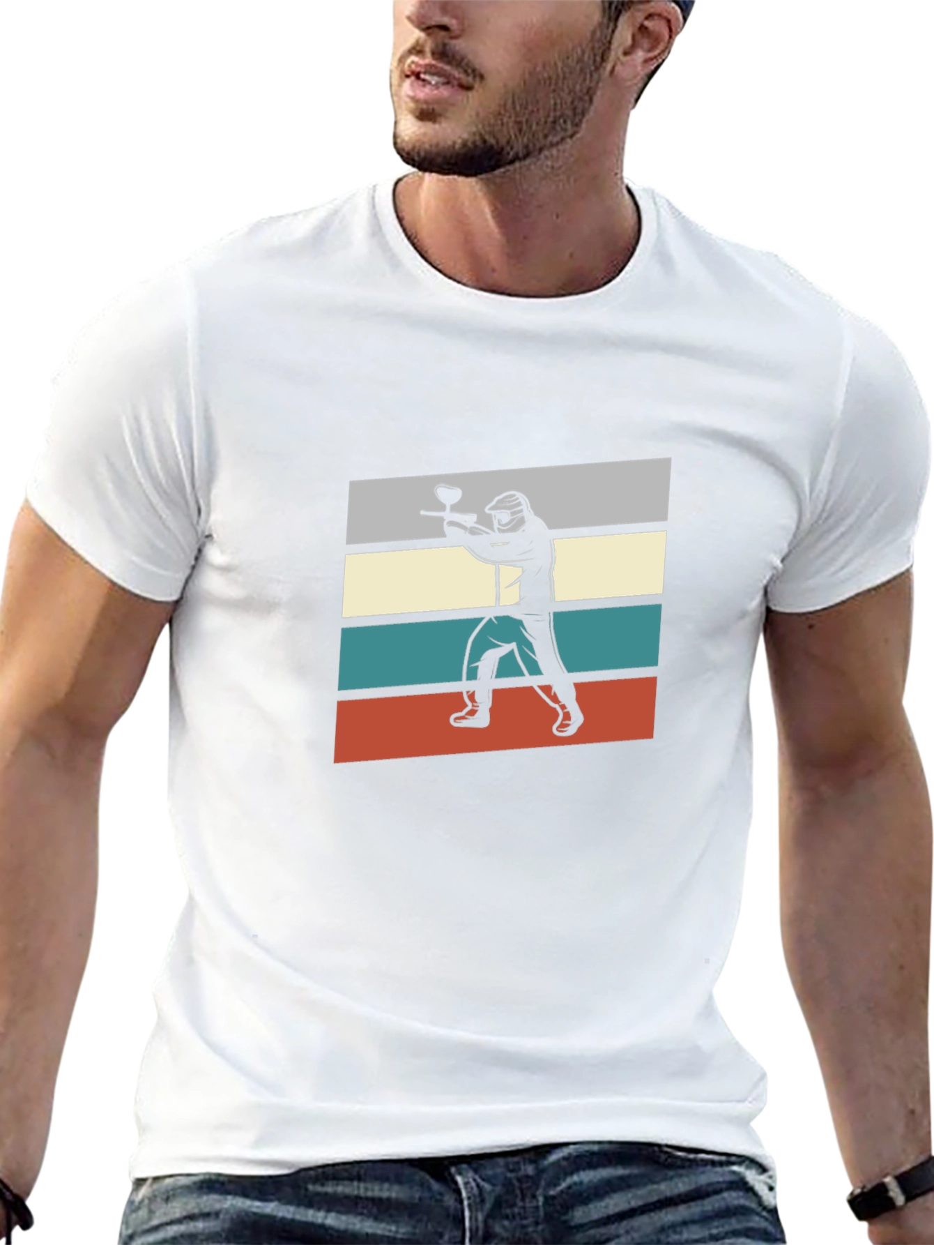 Paintball Player Graphic Tee - Black Cotton T-Shirt