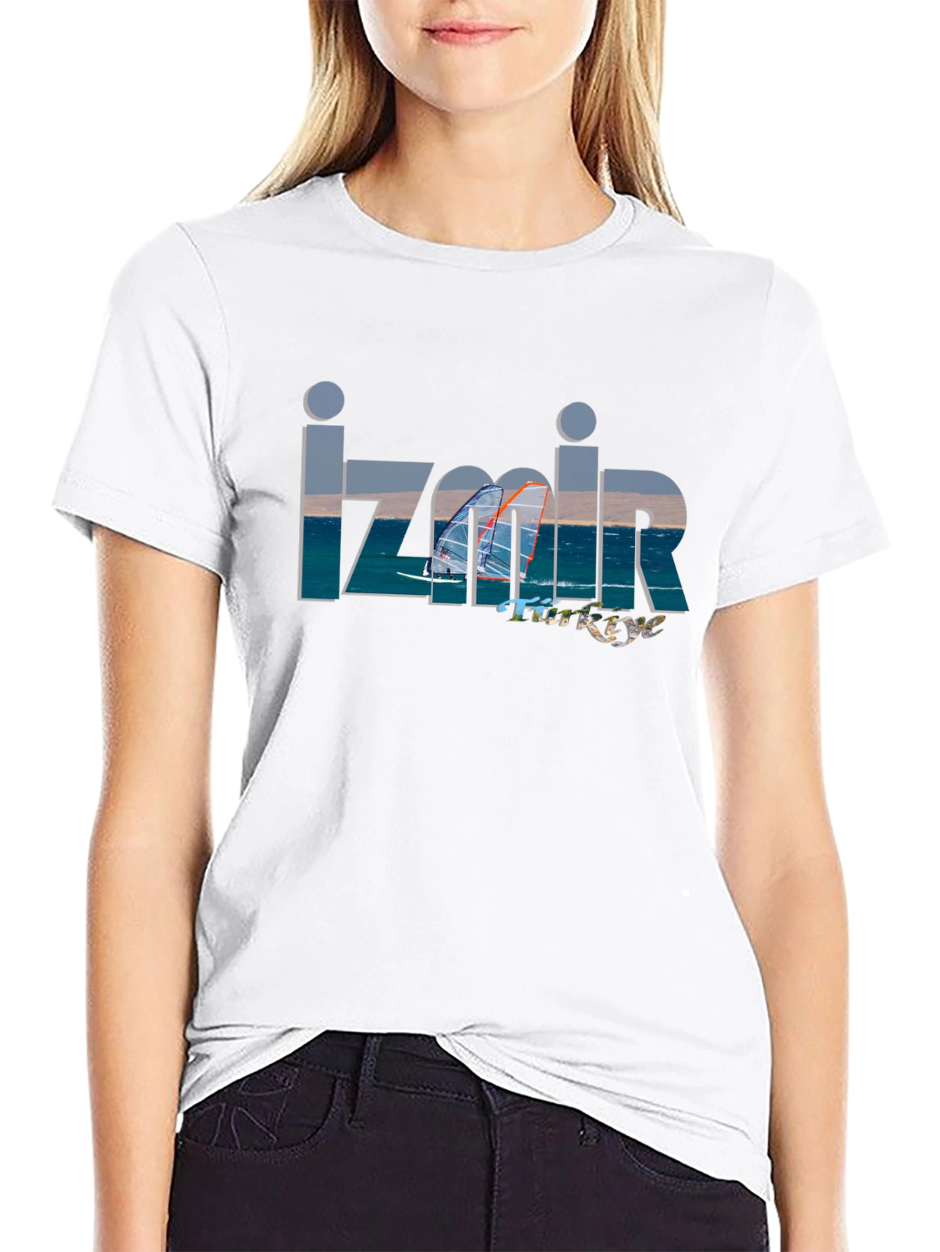 Izmir Turkey T-Shirt - Black Tee with Sailing Design