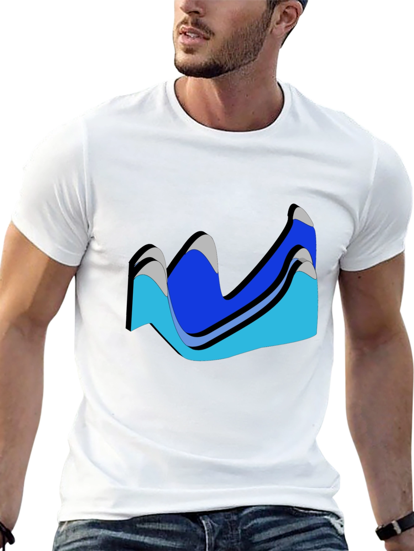 Abstract Wave Design Black T-Shirt