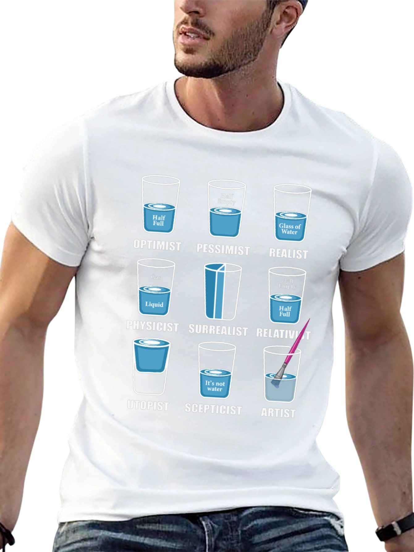 Optimist Pessimist Realist Funny Graphic Tee