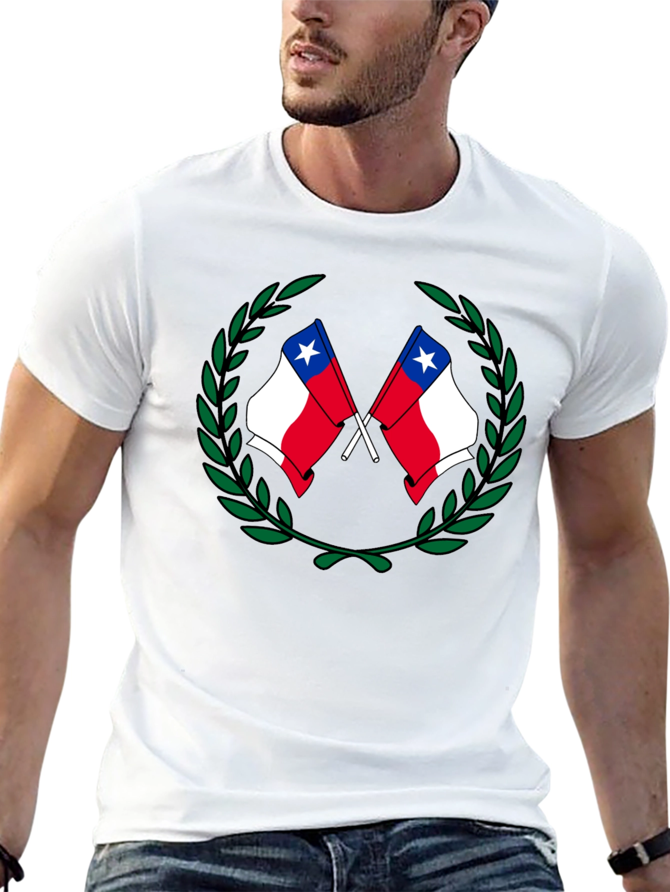 Chile Flag T-Shirt - Wreath Design