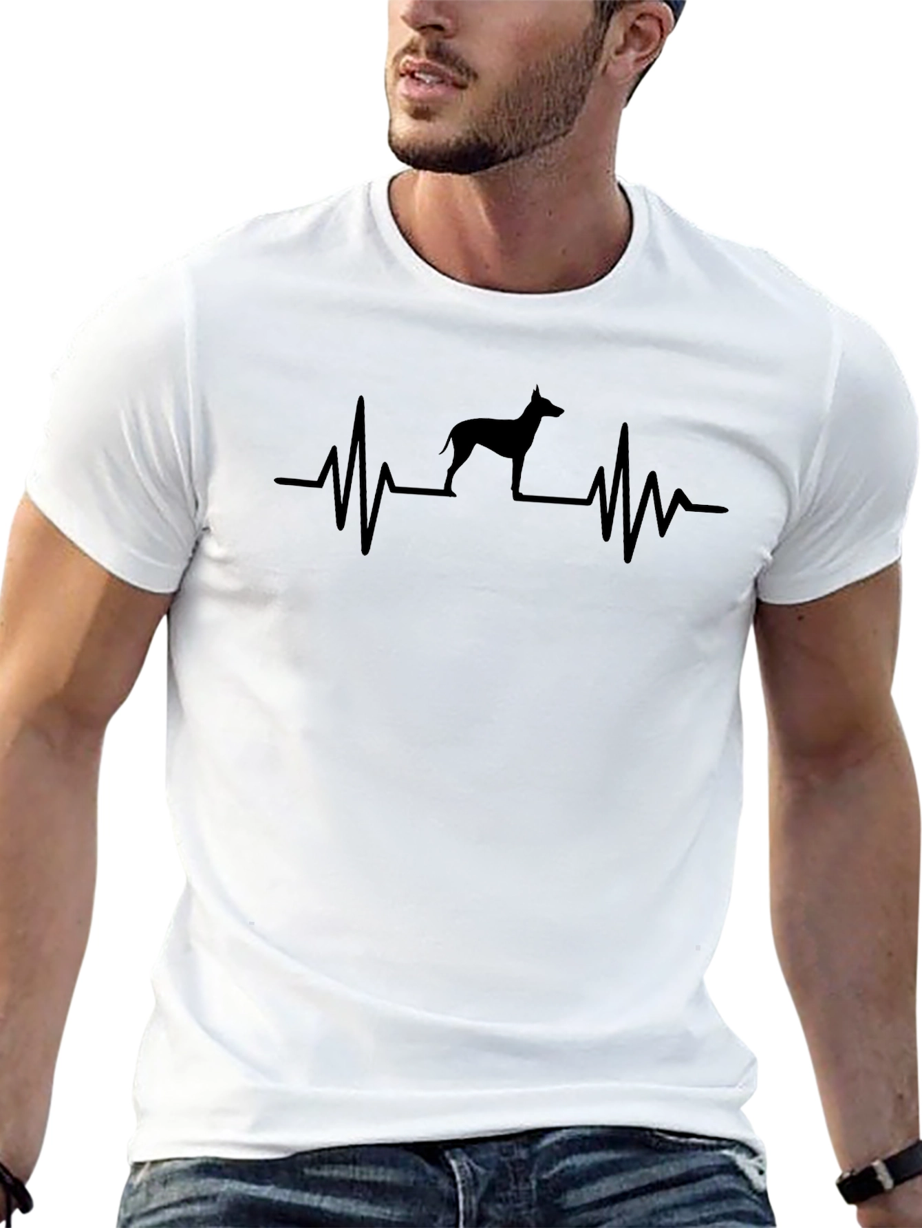 Dog Heartbeat Graphic Tee - Casual Black T-Shirt