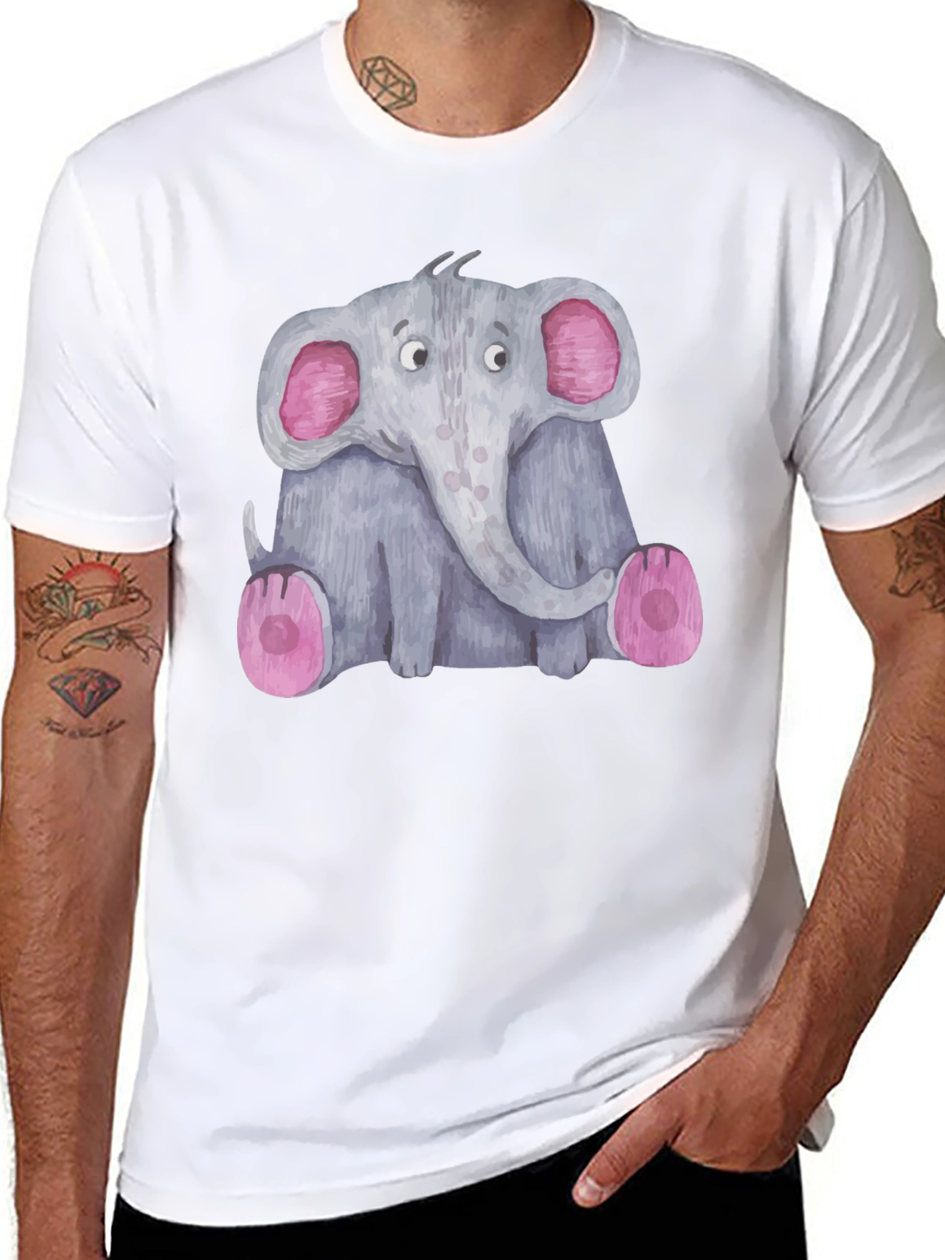 Cute Elephant Graphic Tee - Unisex Black T-Shirt