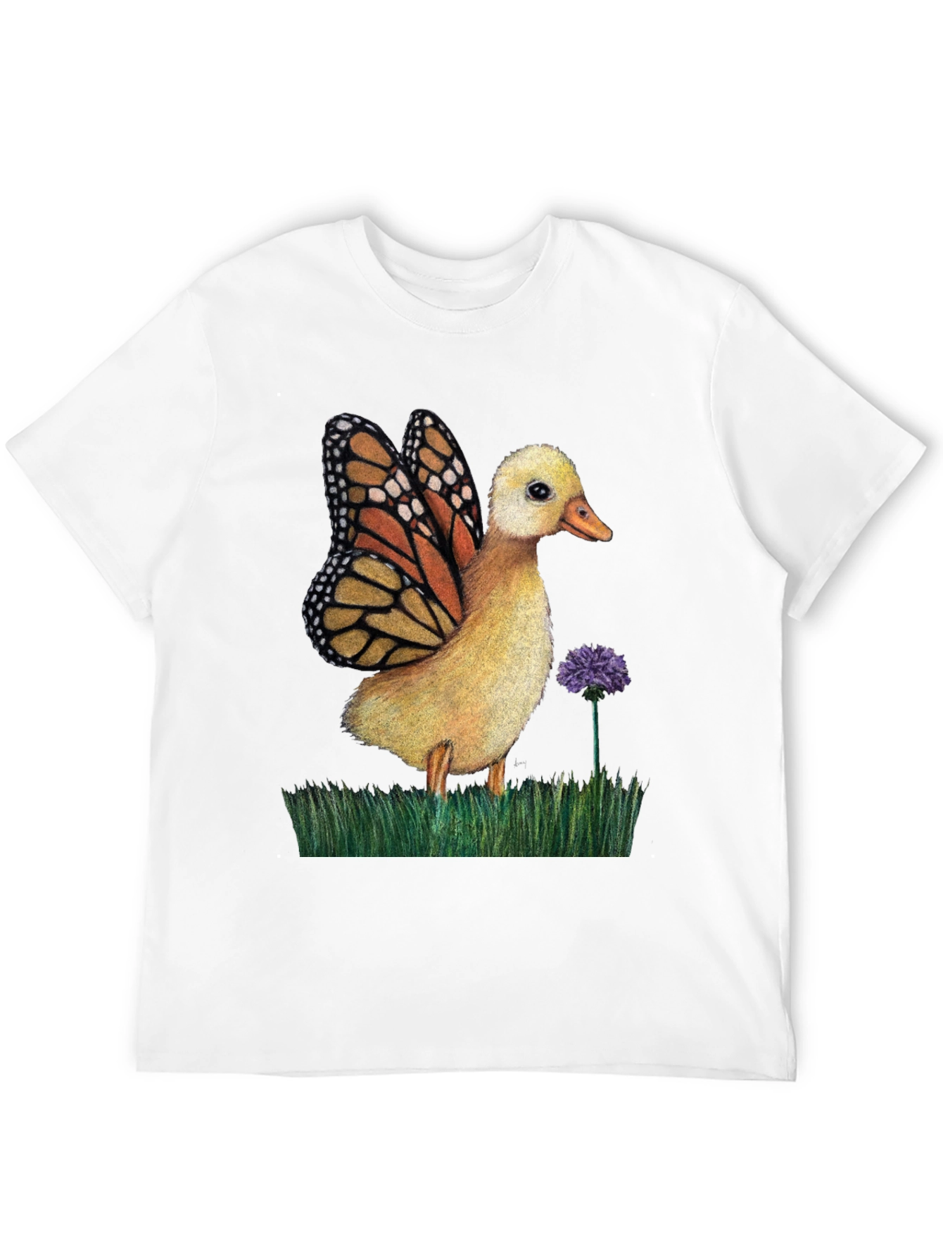 Duckling with Butterfly Wings Graphic Tee - Black