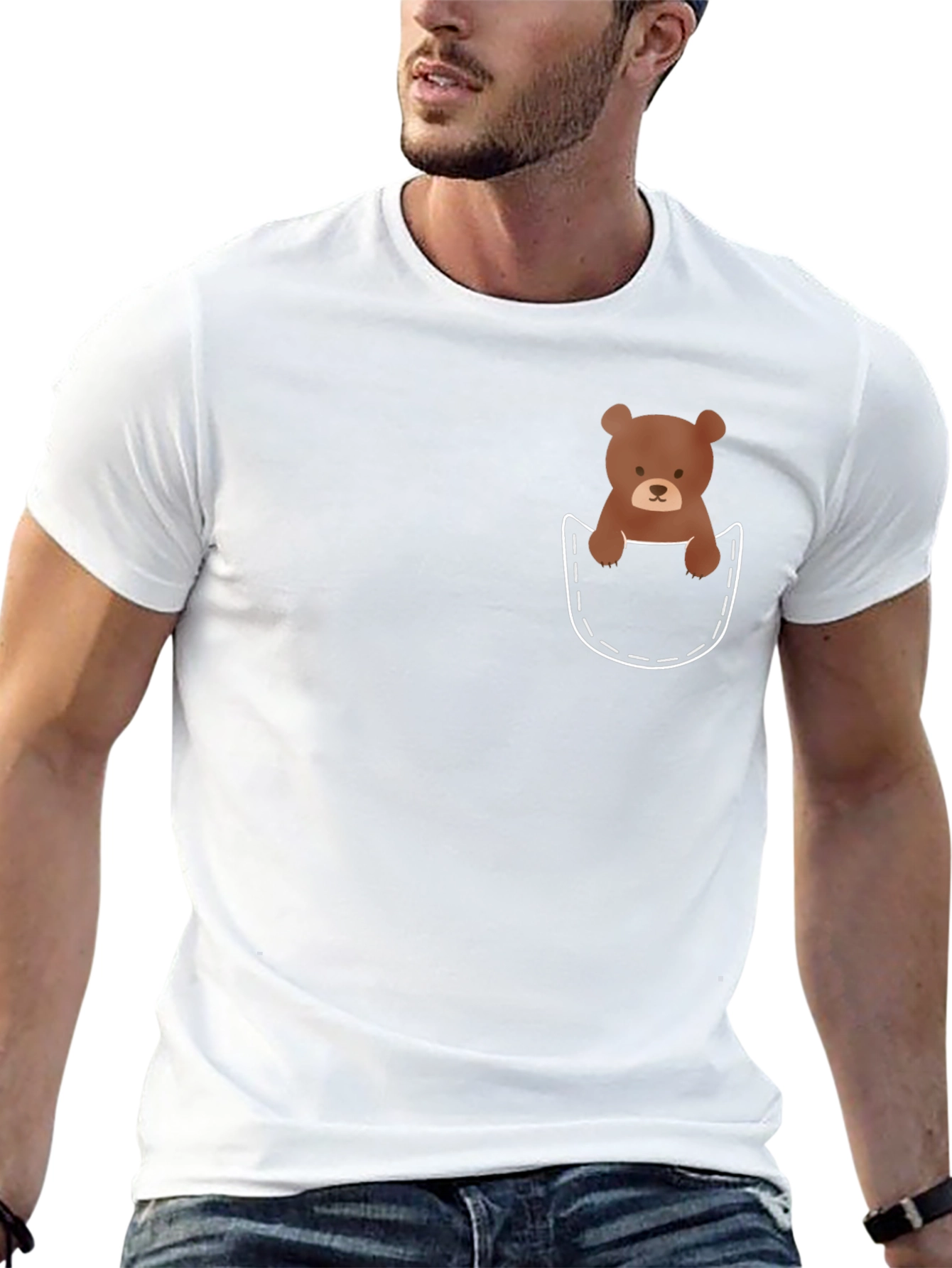 Bear Pocket T-Shirt - Cute Graphic Tee